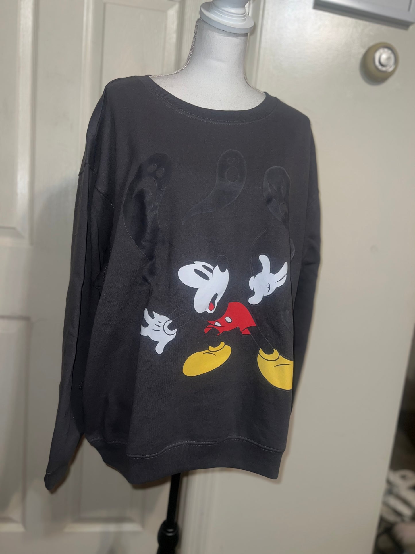 Mickey Mouse Halloween Oversized Distressed Sweatshirt