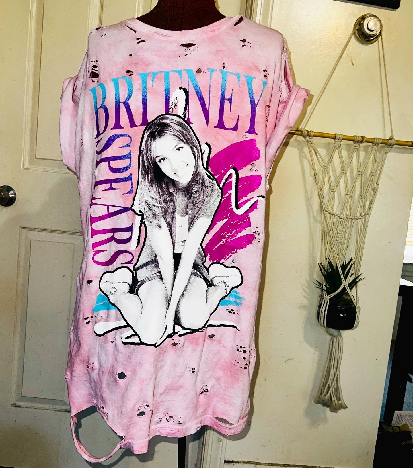 Britney Spears Tie Dye Oversized Distressed Tee