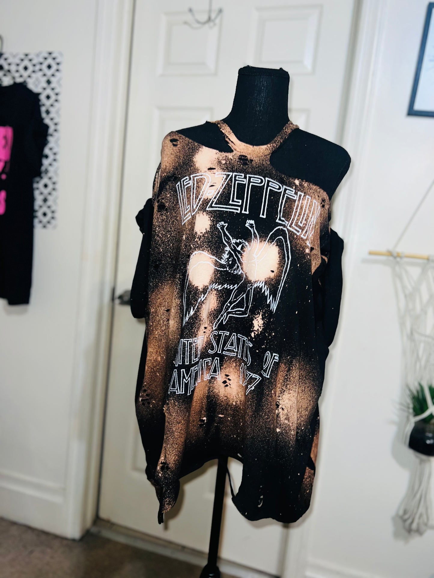 Led Zeppelin Bleached Oversized Distresed Tee