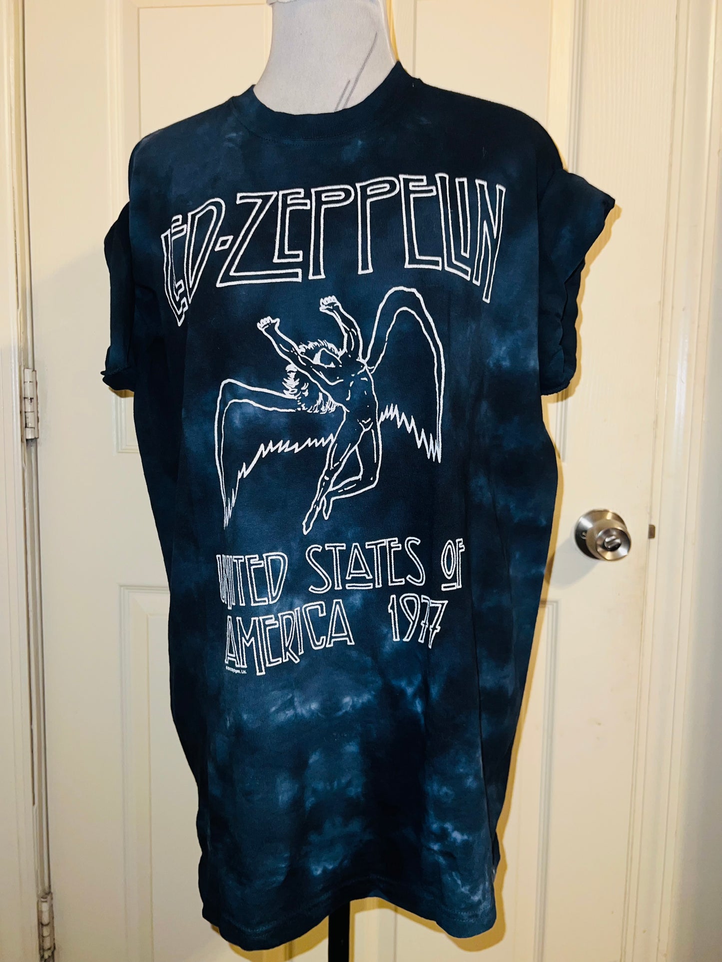 Led Zeppelin Tie Dye Oversized Distressed Tee