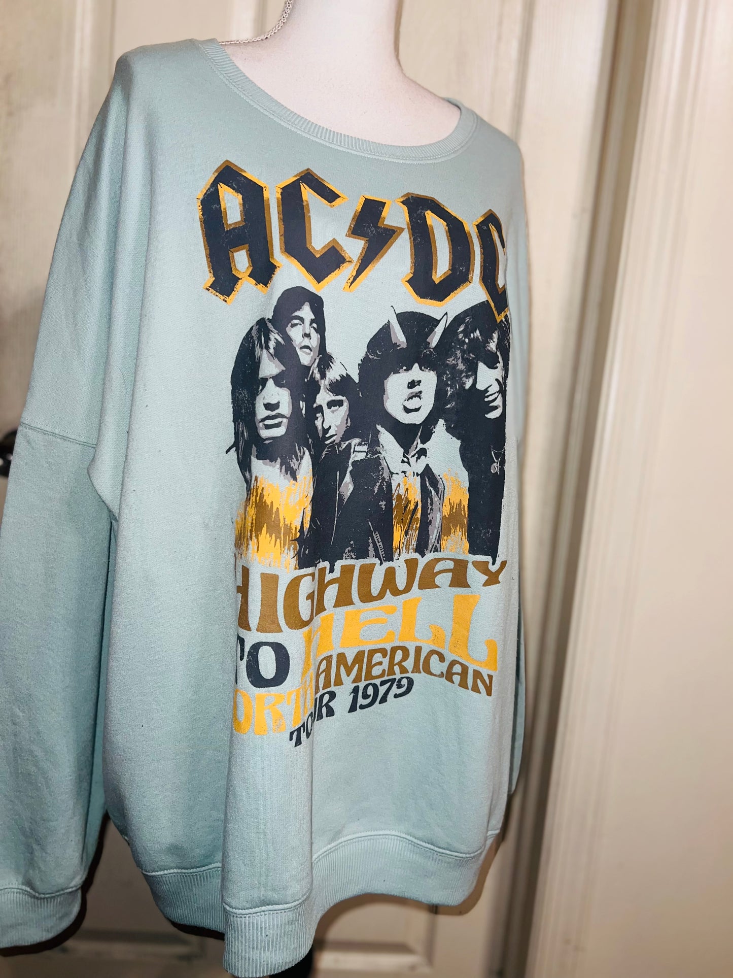 AC/DC Oversized Distressed Sweatshirt