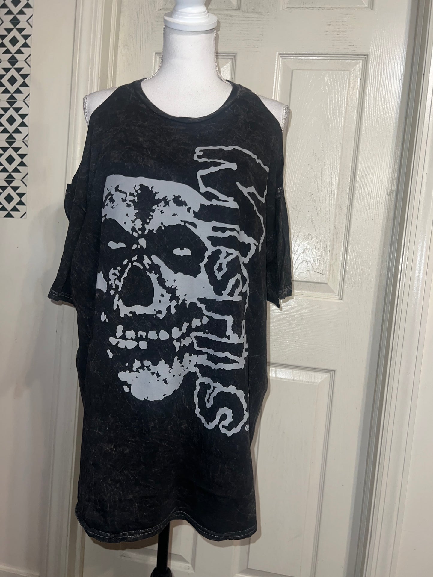 Misfits Shoulder Cut Out Oversized Distressed Tee