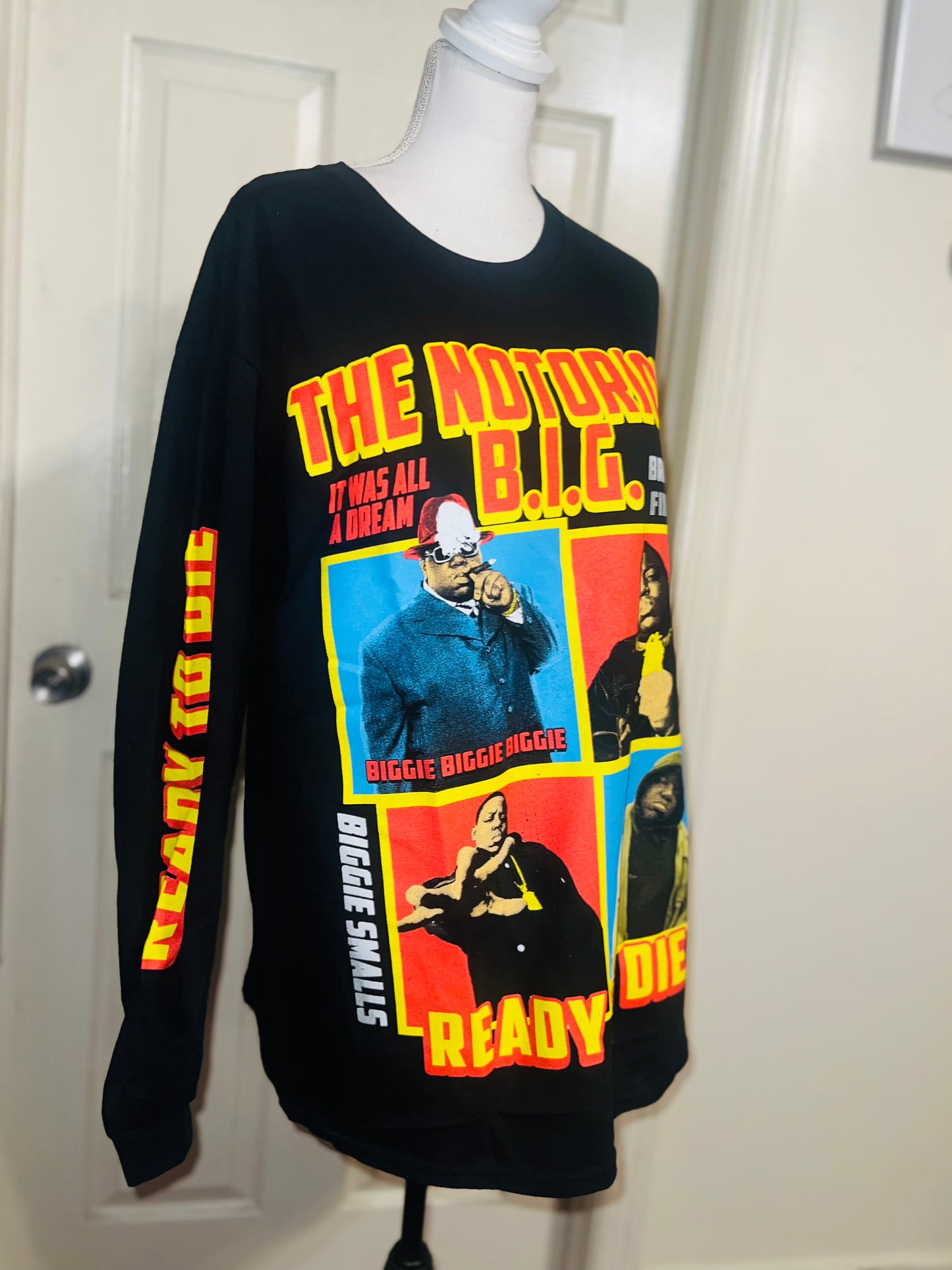 Notorious B.I.G. Oversized Distressed Long Sleeve Tee