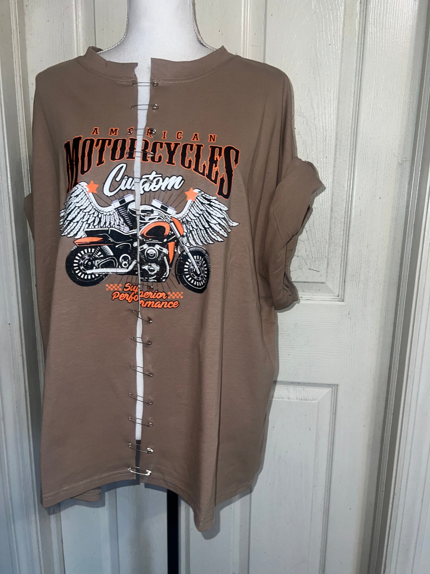 Motorcycle Split Distressed Oversized Tee