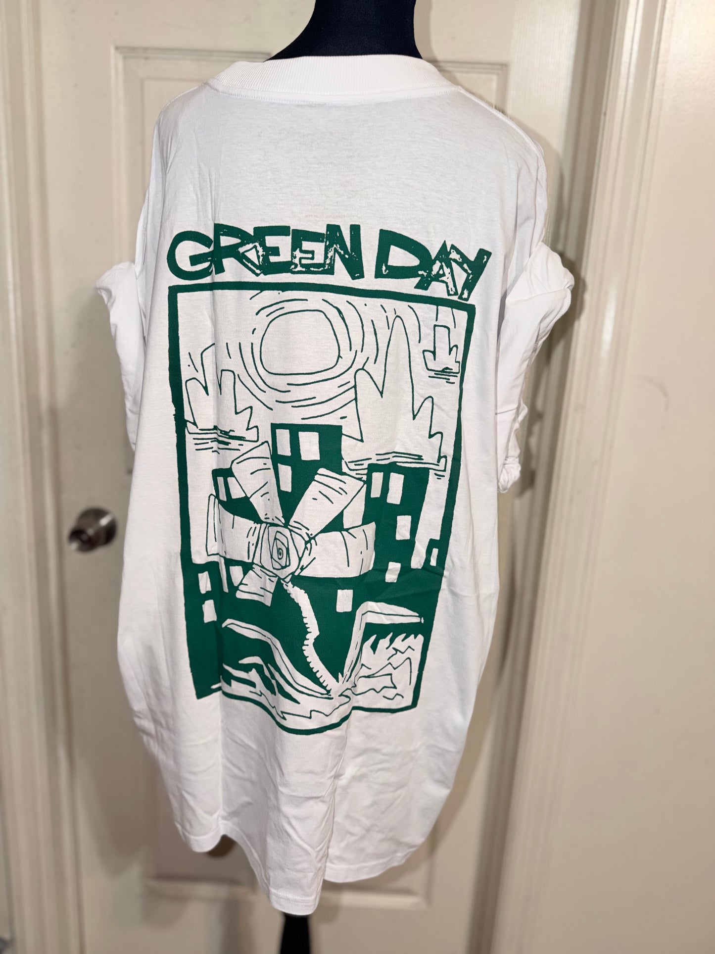 Green Day Double Sided Oversized Distressed Tee