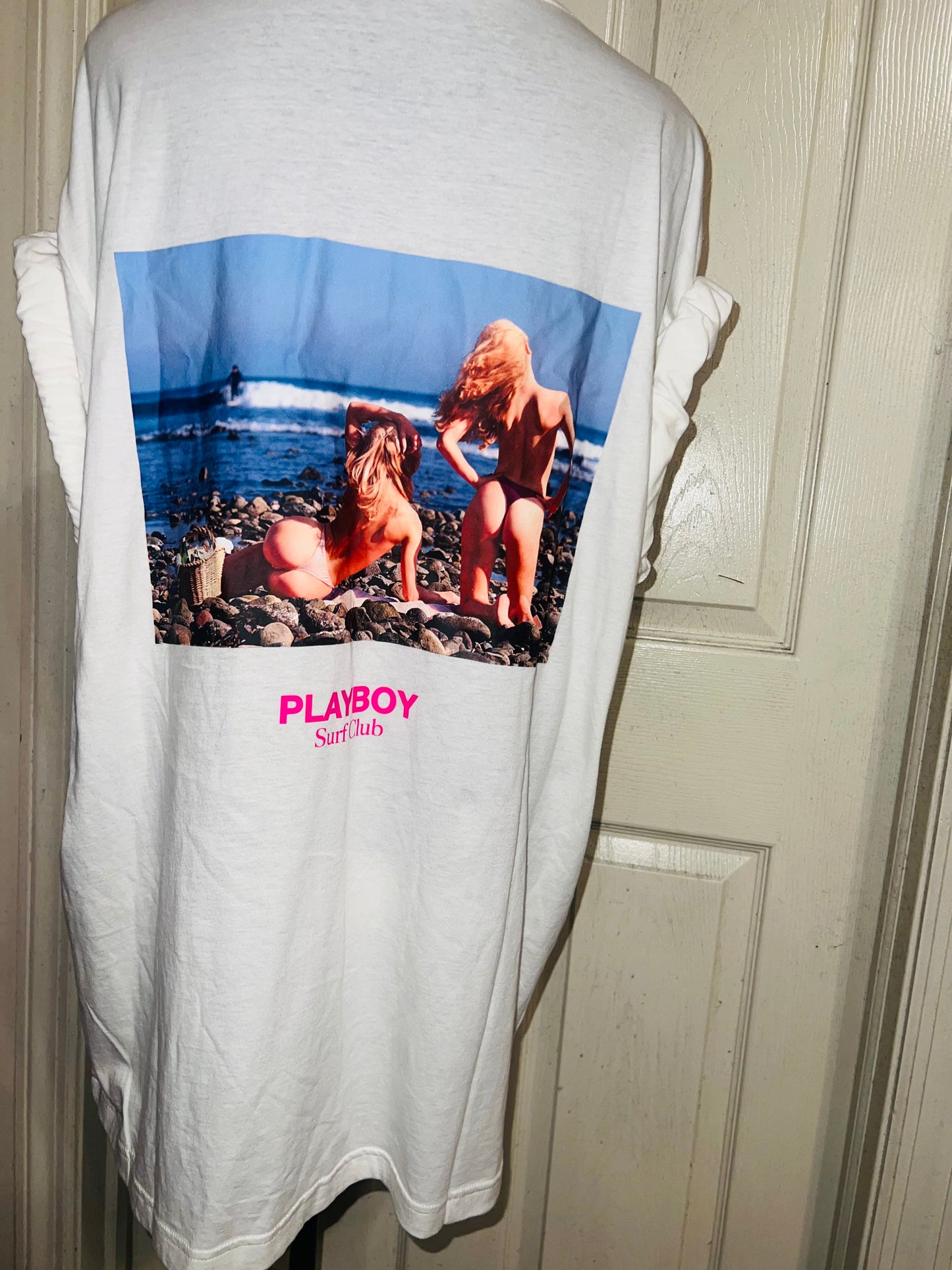 Playboy Surf Club Double Sided Oversized Distressed Tee