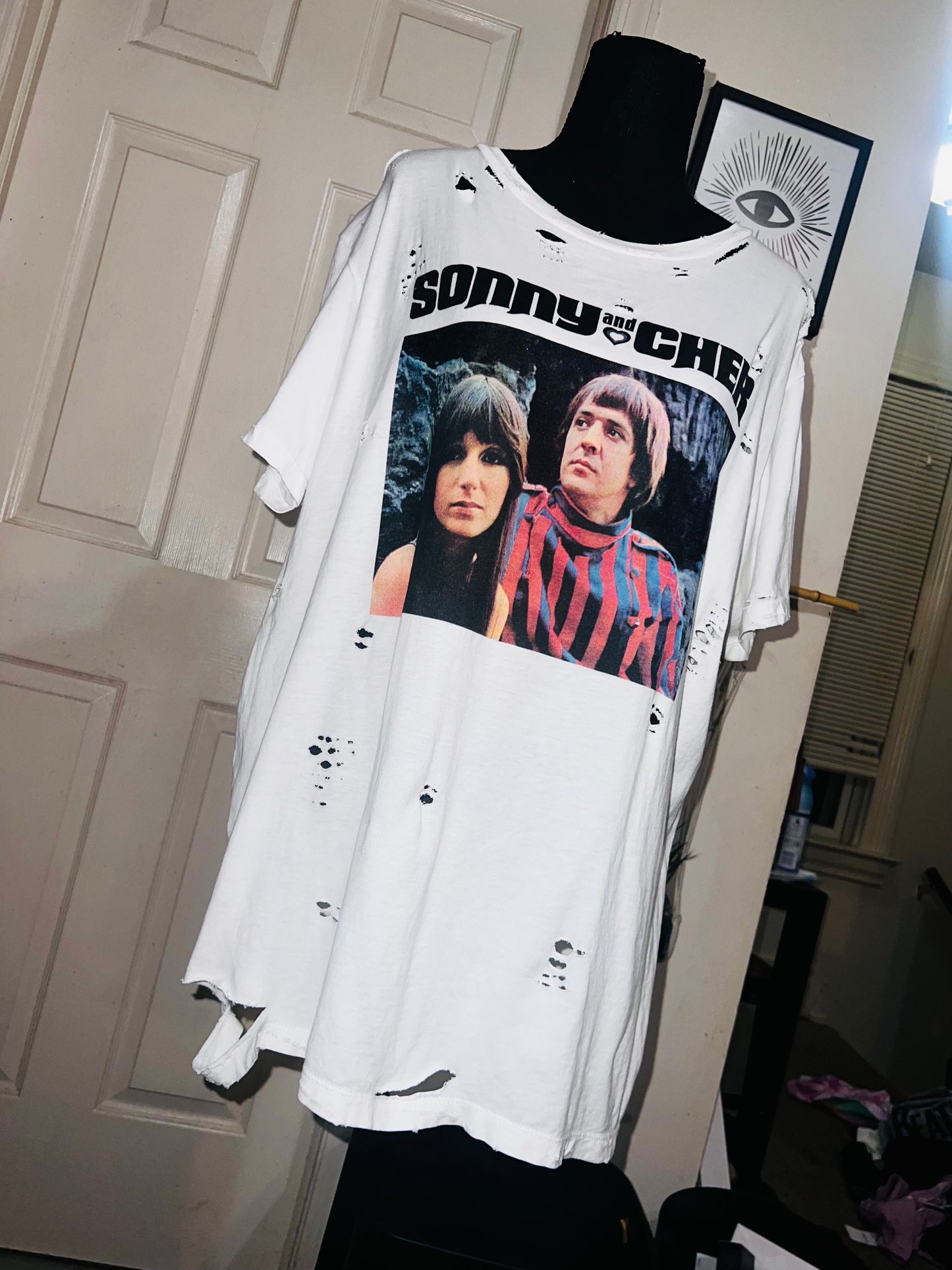 Sonny and Cher Oversized Distressed Tee