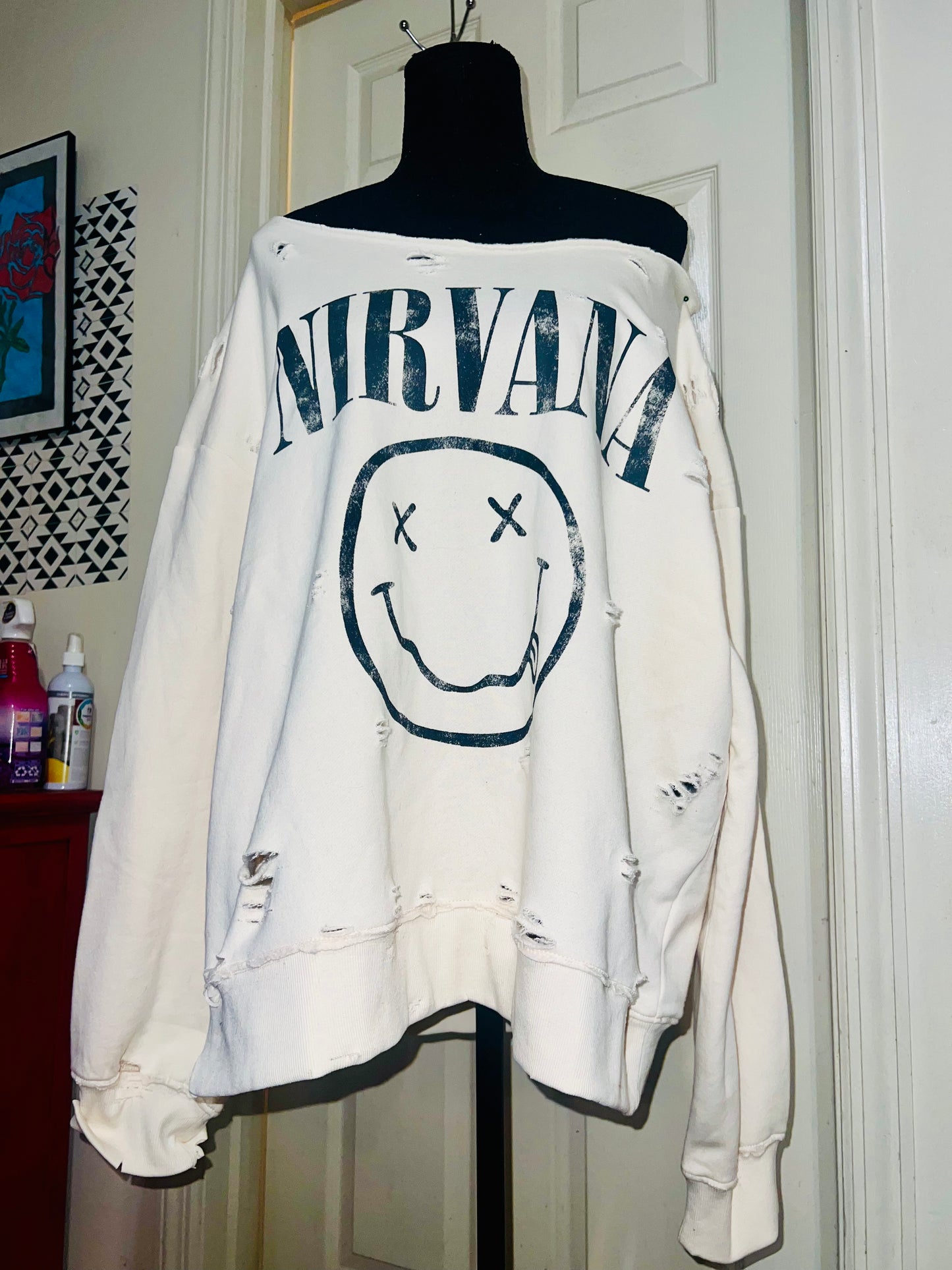 Nirvana Oversized Cream Sweatshirt