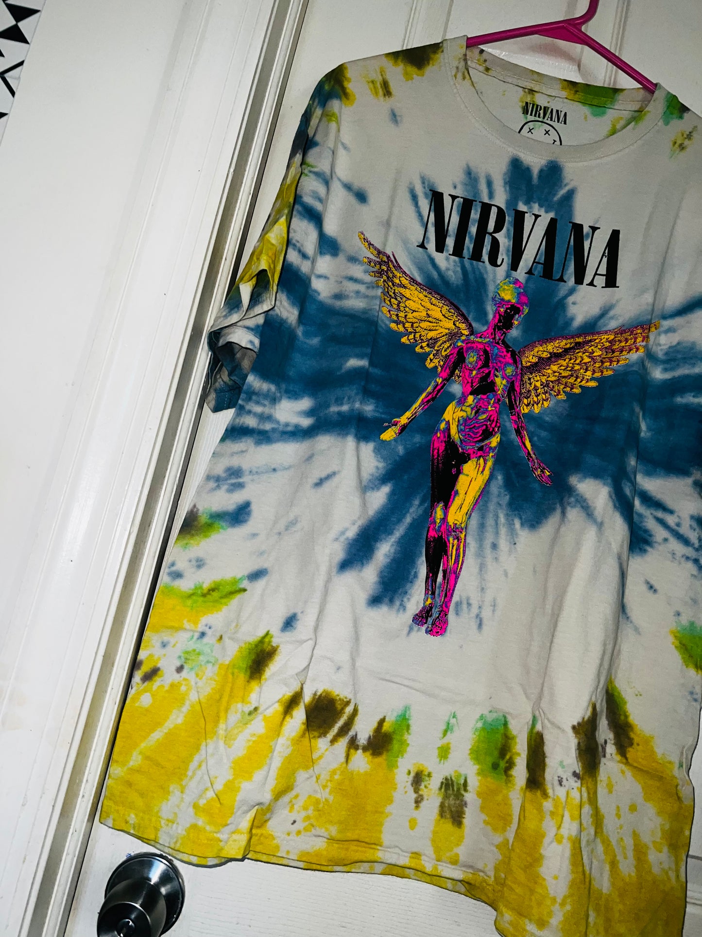 Nirvana Tie Die Oversized Distressed Tee