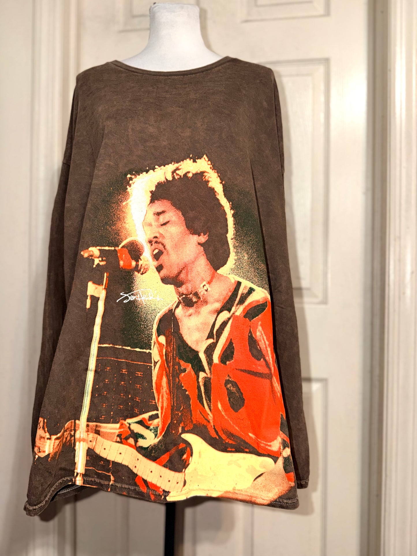 Jimi Hendrix Oversized Distressed Long Sleeve Tee