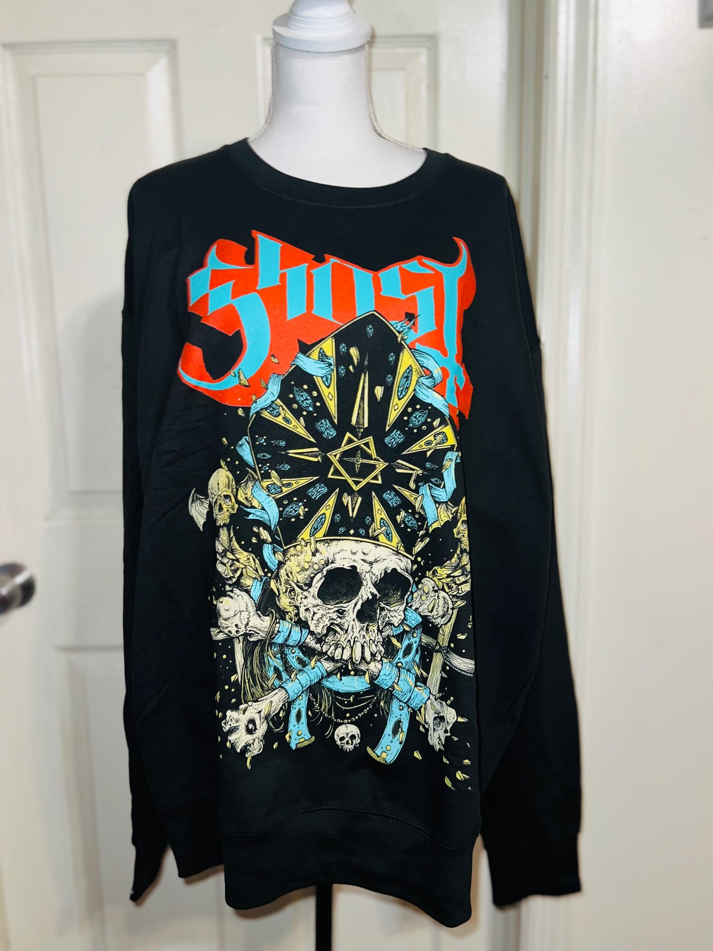 Ghost Oversized Distressed Sweatshirt