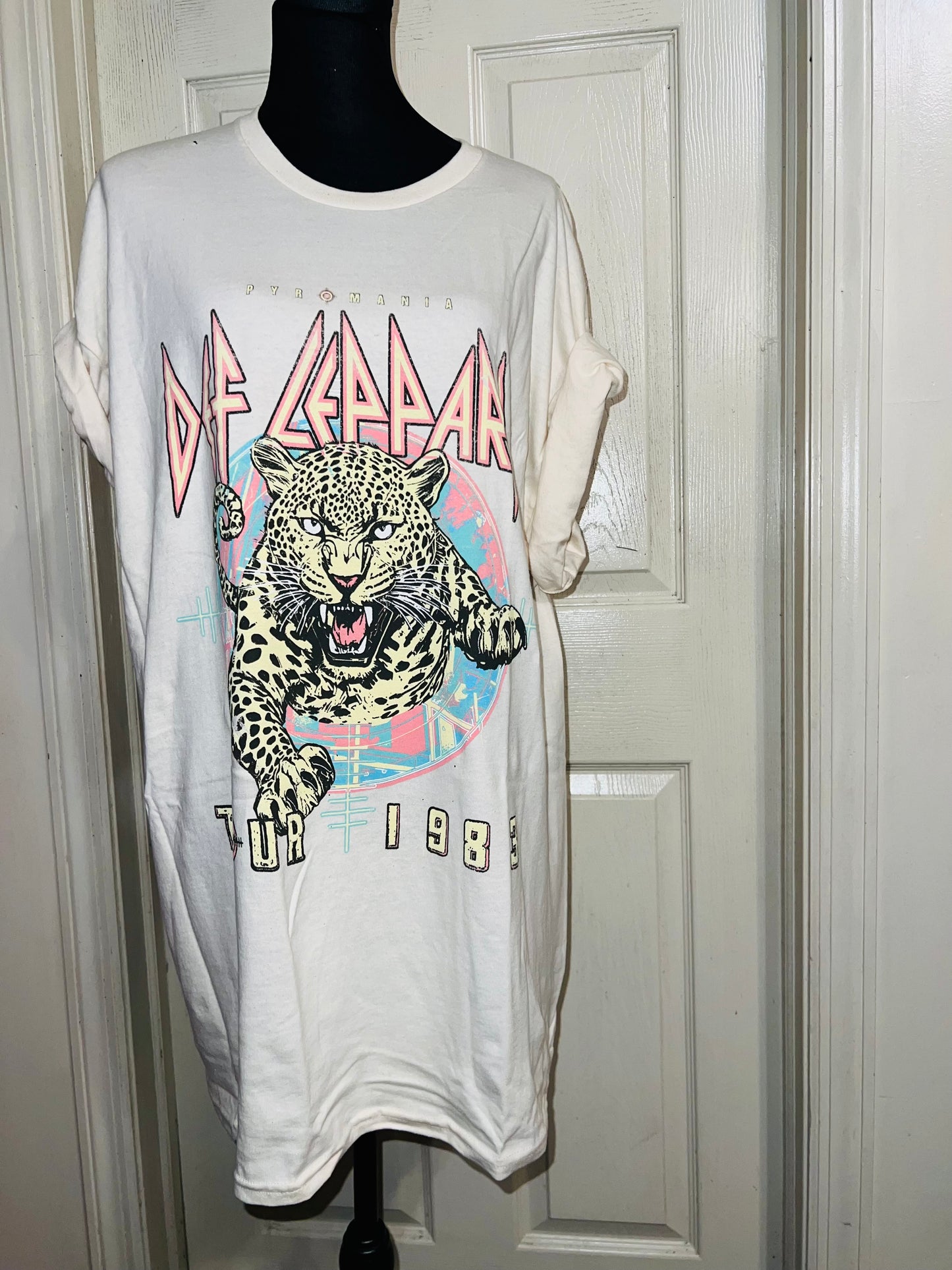 Def Leppard Double Sided Oversized Distressed Tee