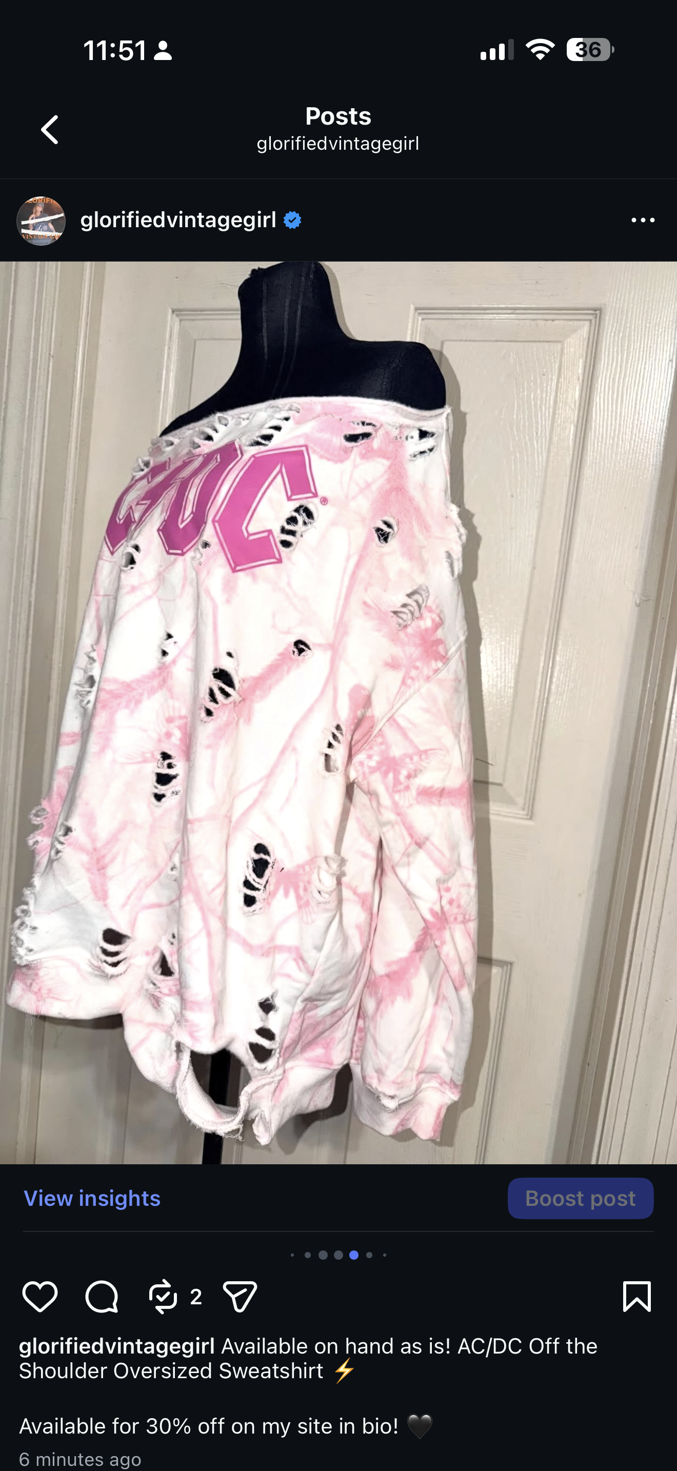 AC/DC OFTS Oversized Distressed Sweatshirt