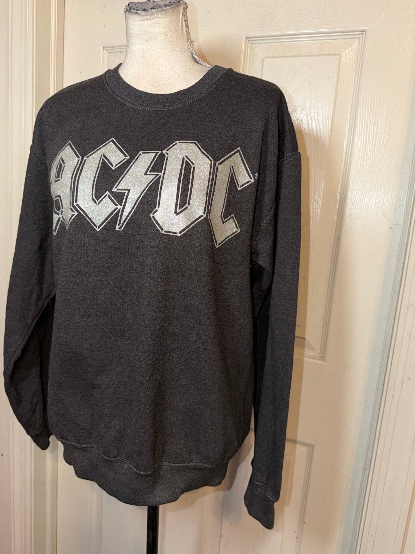 AC/DC Double Sided Oversized Distressed Sweatshirt