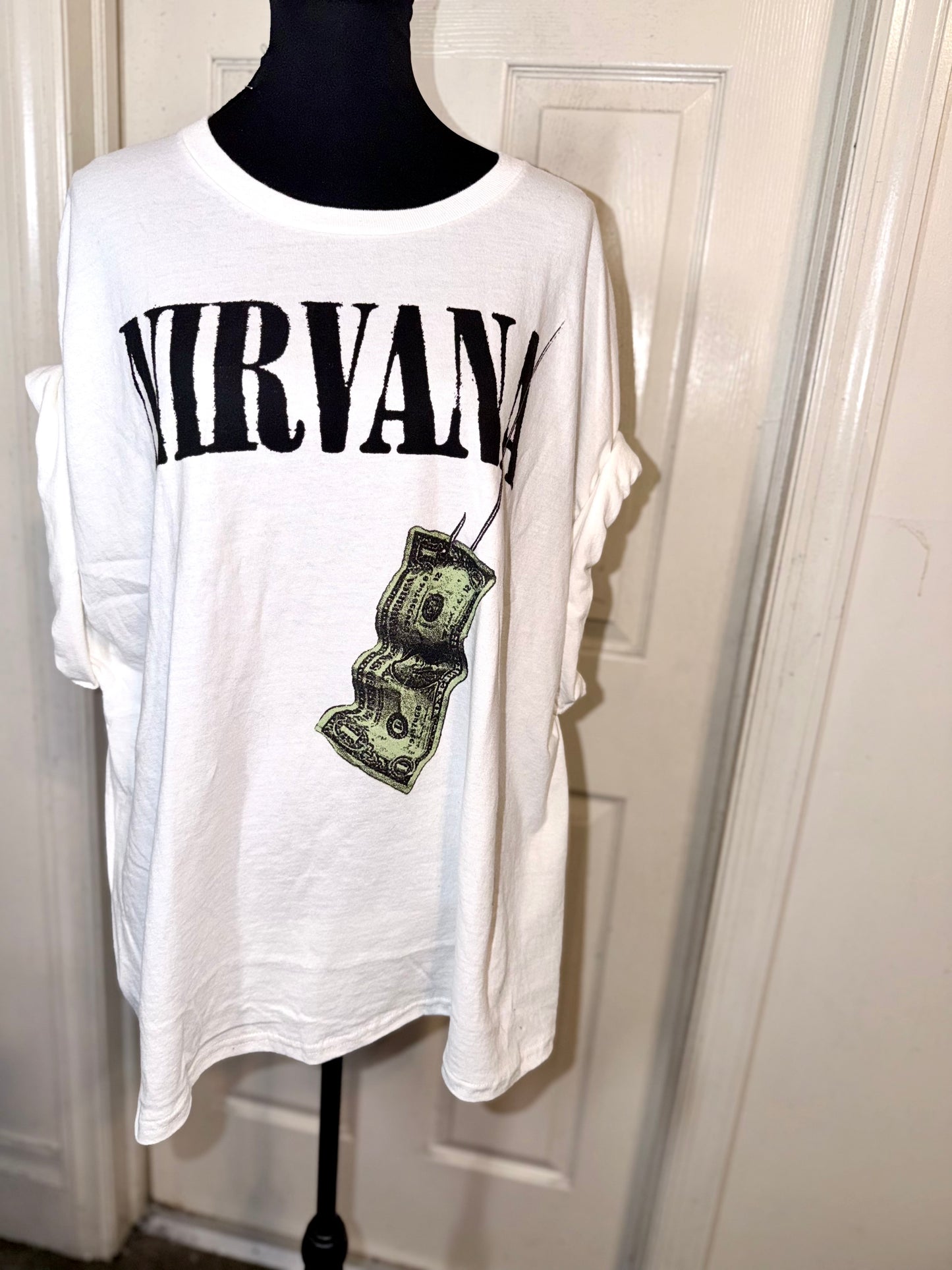 Nirvana Double Sided Oversized Distressed Tee