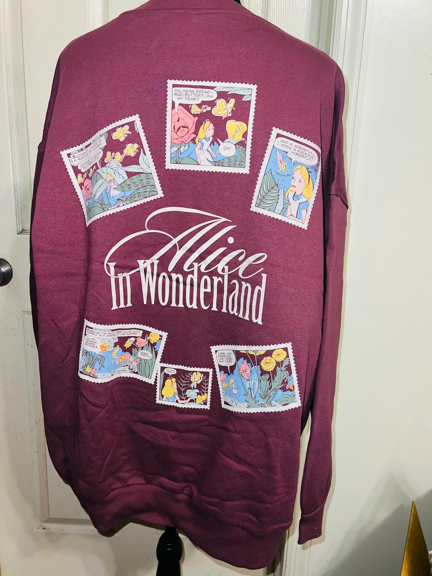 Alice in Wonderland Double Sided Oversized Distressed Sweatshirt