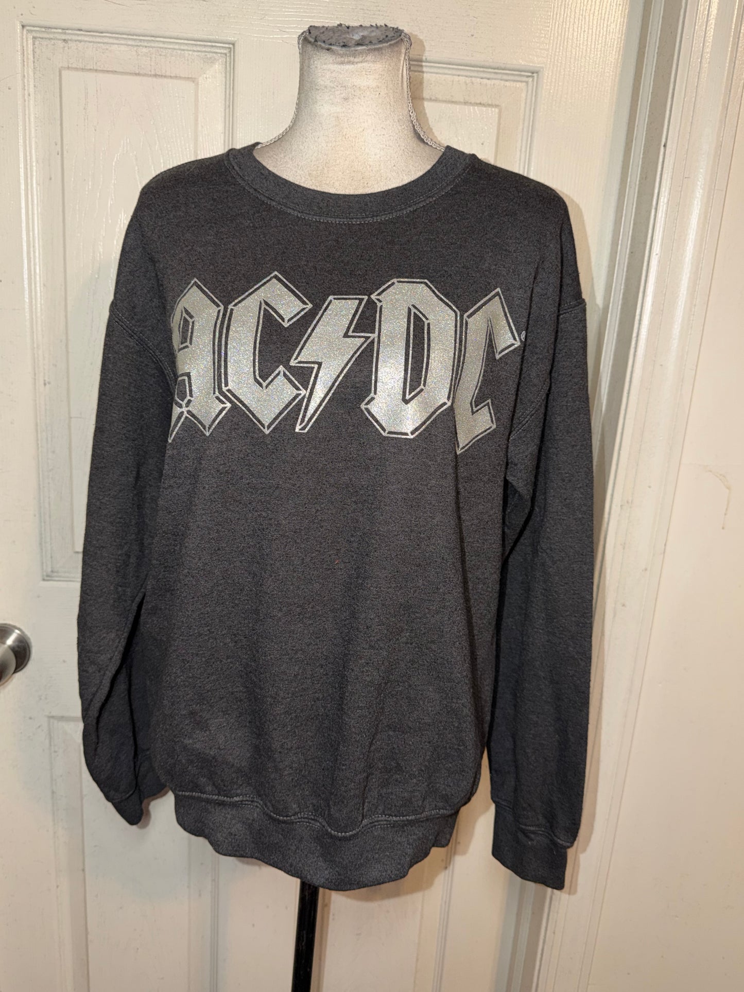 AC/DC Double Sided Oversized Distressed Sweatshirt