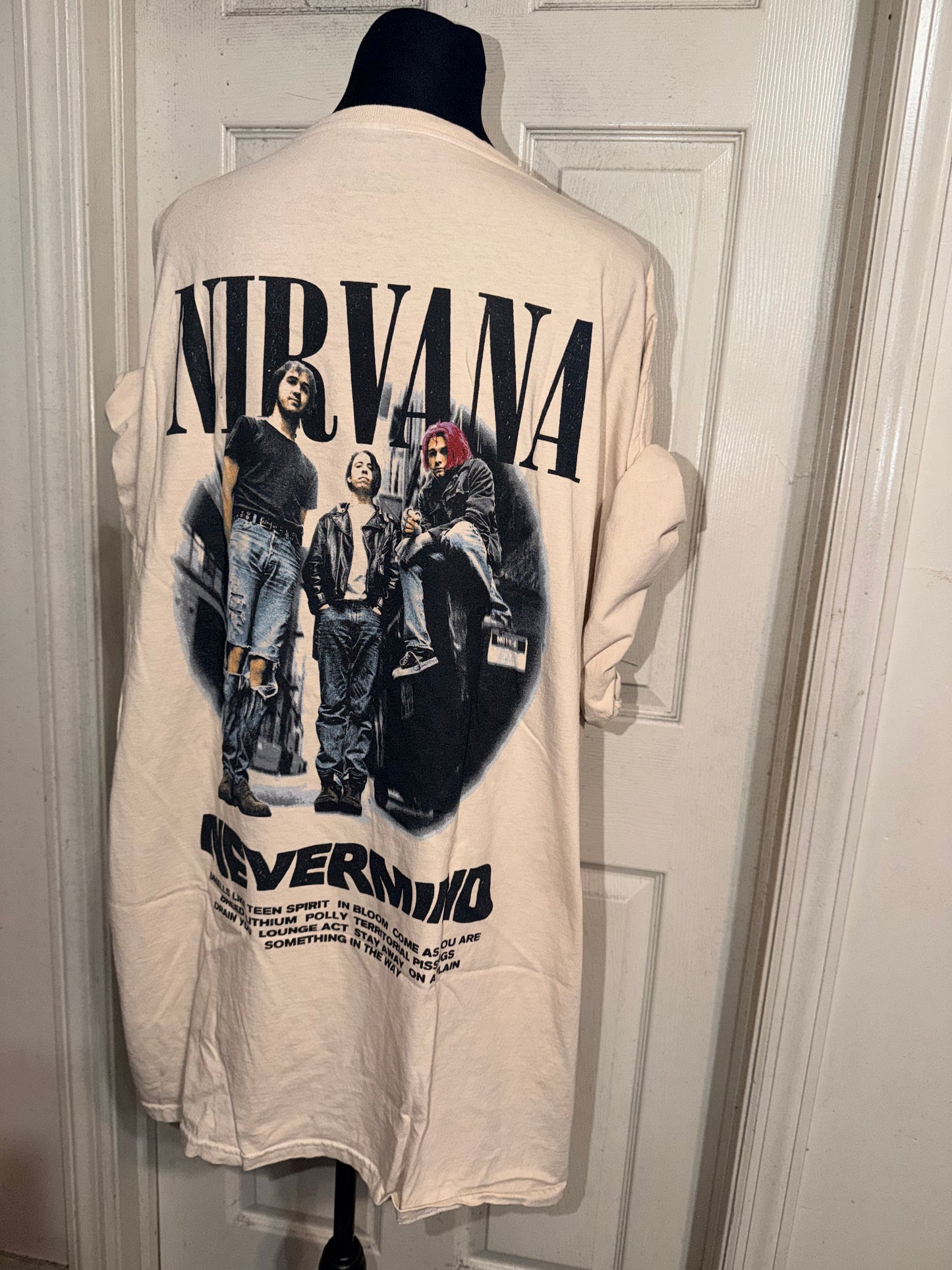 Nirvana Double Sided Oversized Distressed Tee