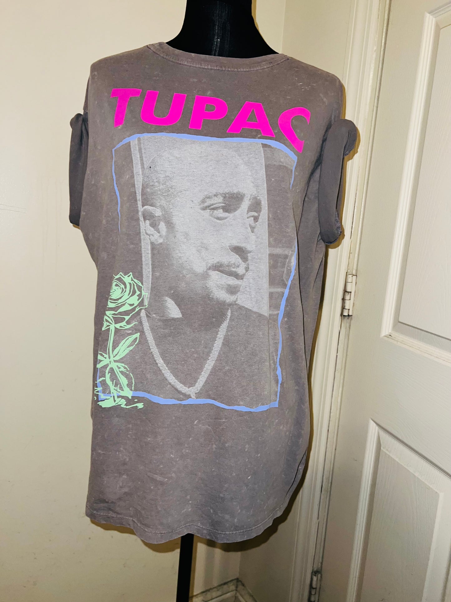 Tupac Double Sided Oversized Distressed Tee