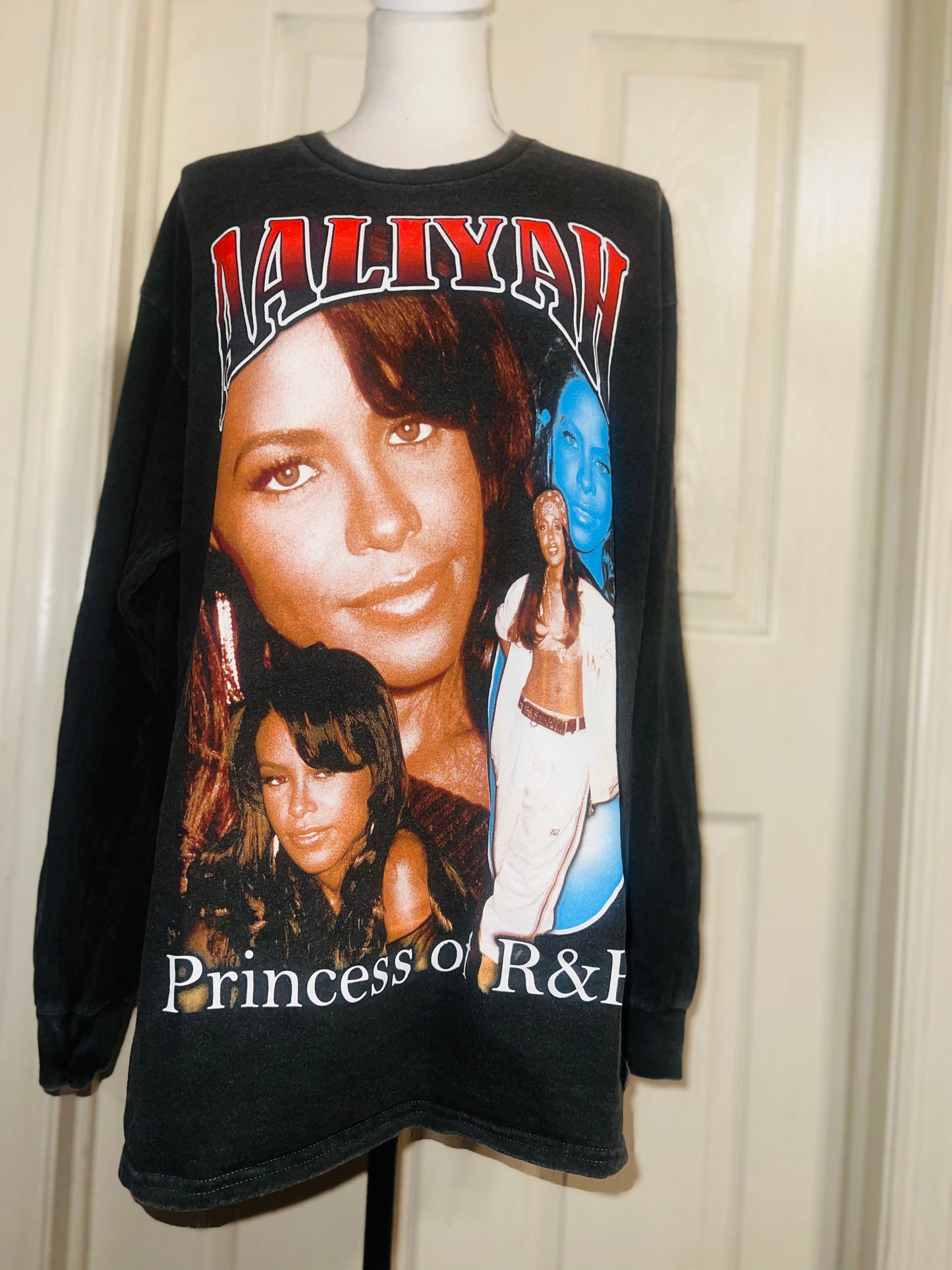 Aaliyah Oversized Distressed Long Sleeve Tee