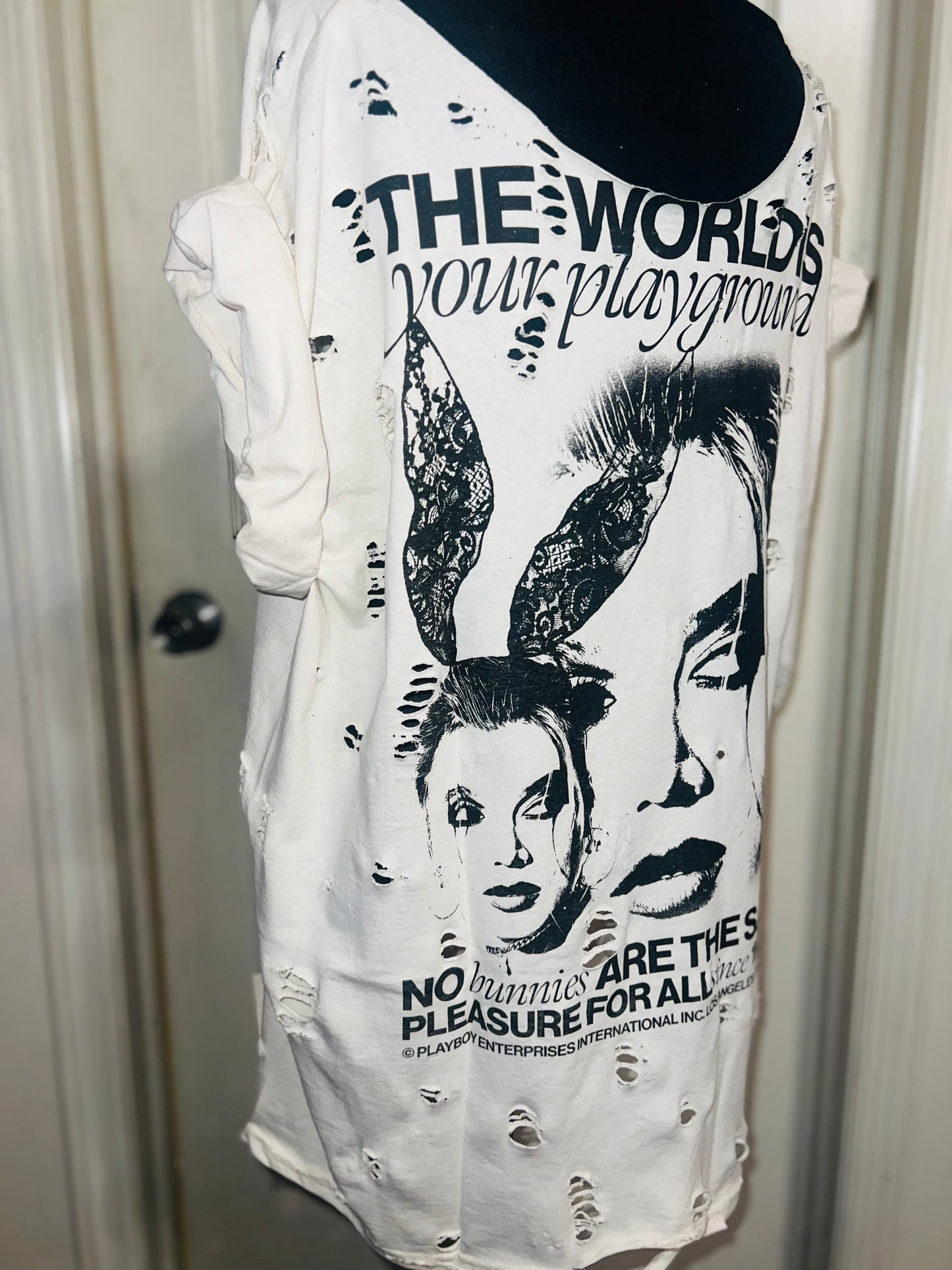 Playboy Double Sided Oversized Distressed Tee