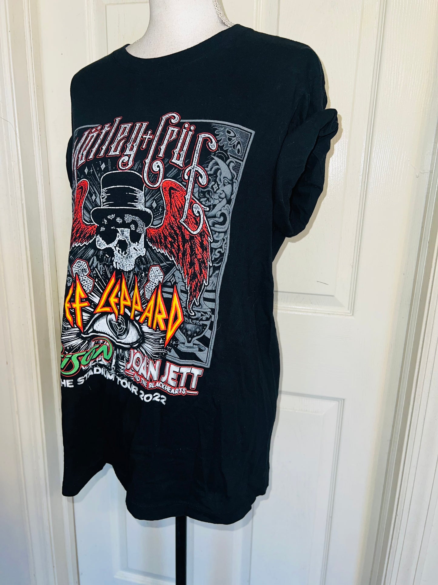 Motley Crue, Def Leppard, Poison, and Joan Jett Double Sided Oversized Tee
