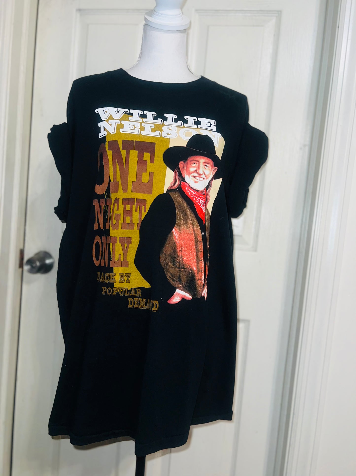 Willie Nelson Double Sided Distressed Vintage Oversized Tee