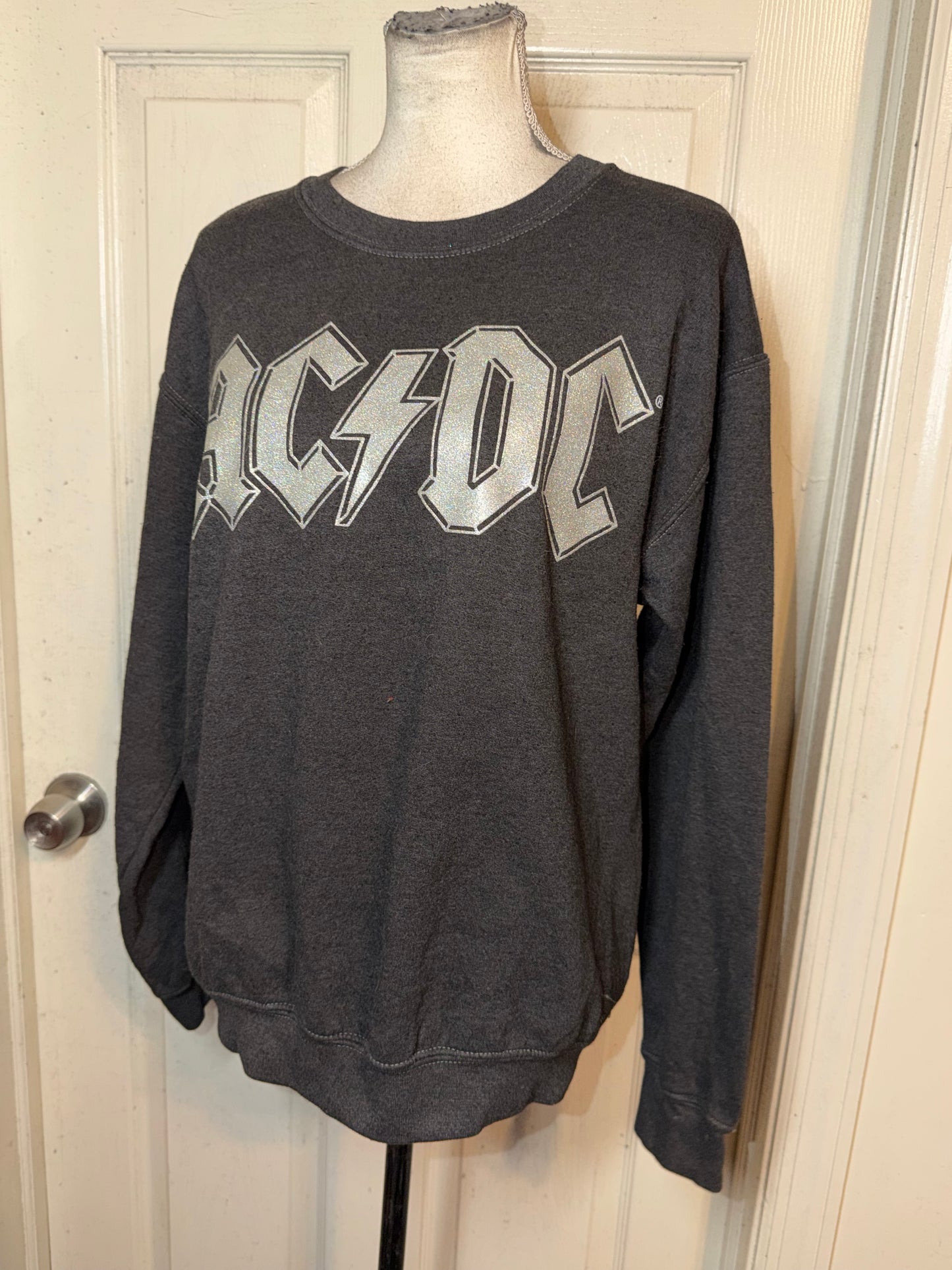 AC/DC Double Sided Oversized Distressed Sweatshirt