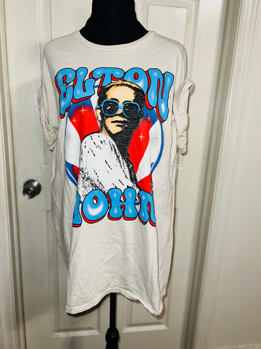 Elton John Oversized Distressed Tee