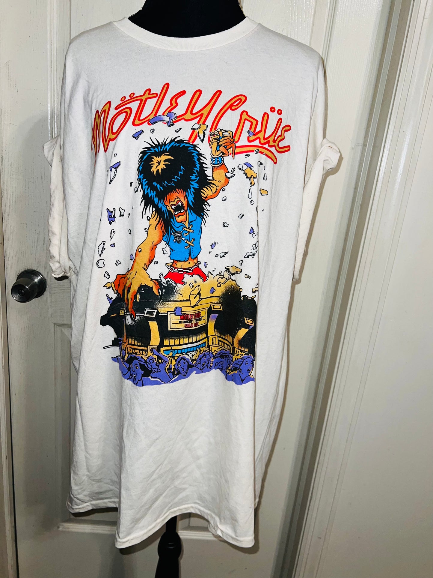 Motley Crue Tour Double Sided  Oversized Distressed Tee