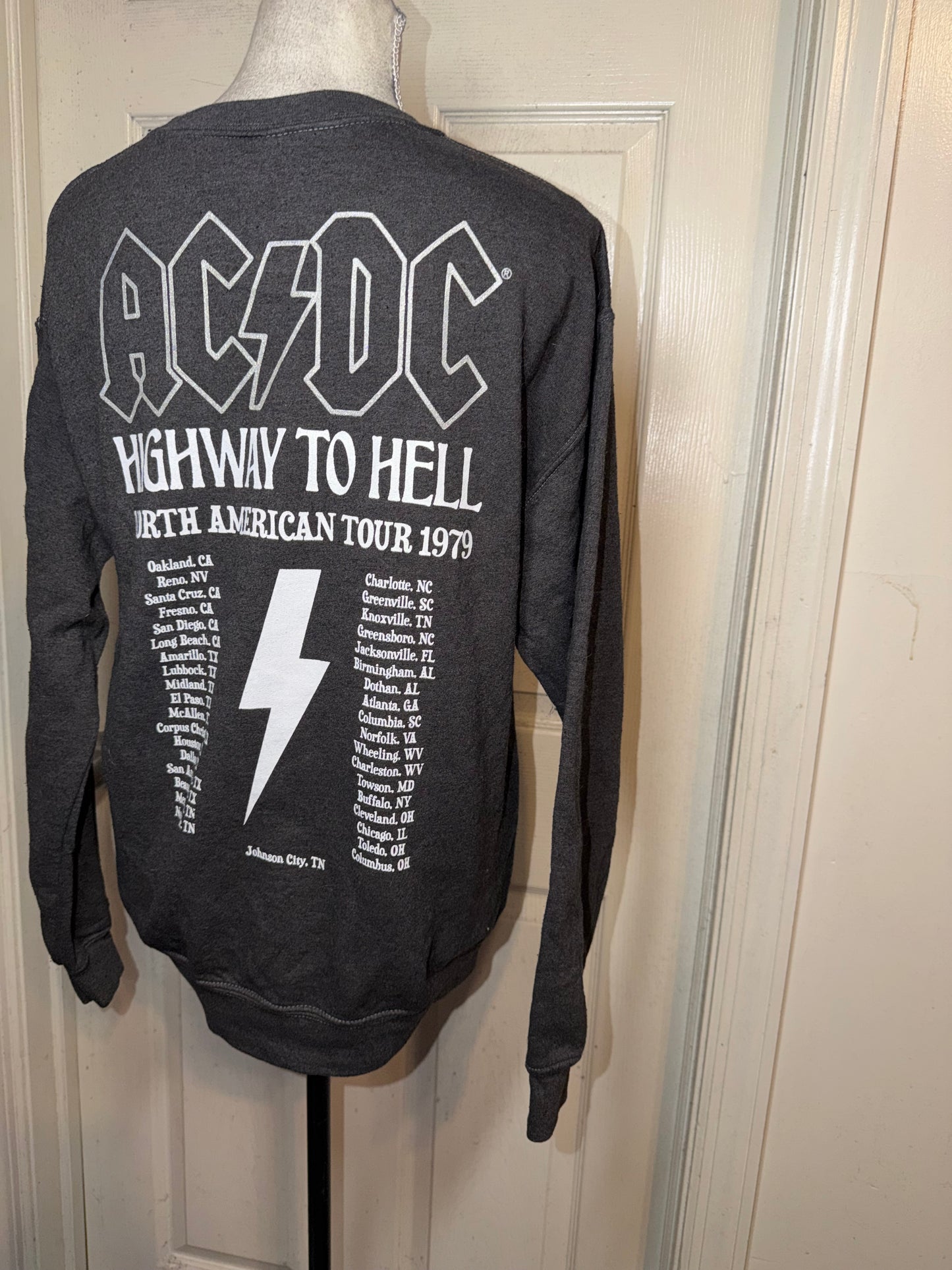 AC/DC Double Sided Oversized Distressed Sweatshirt