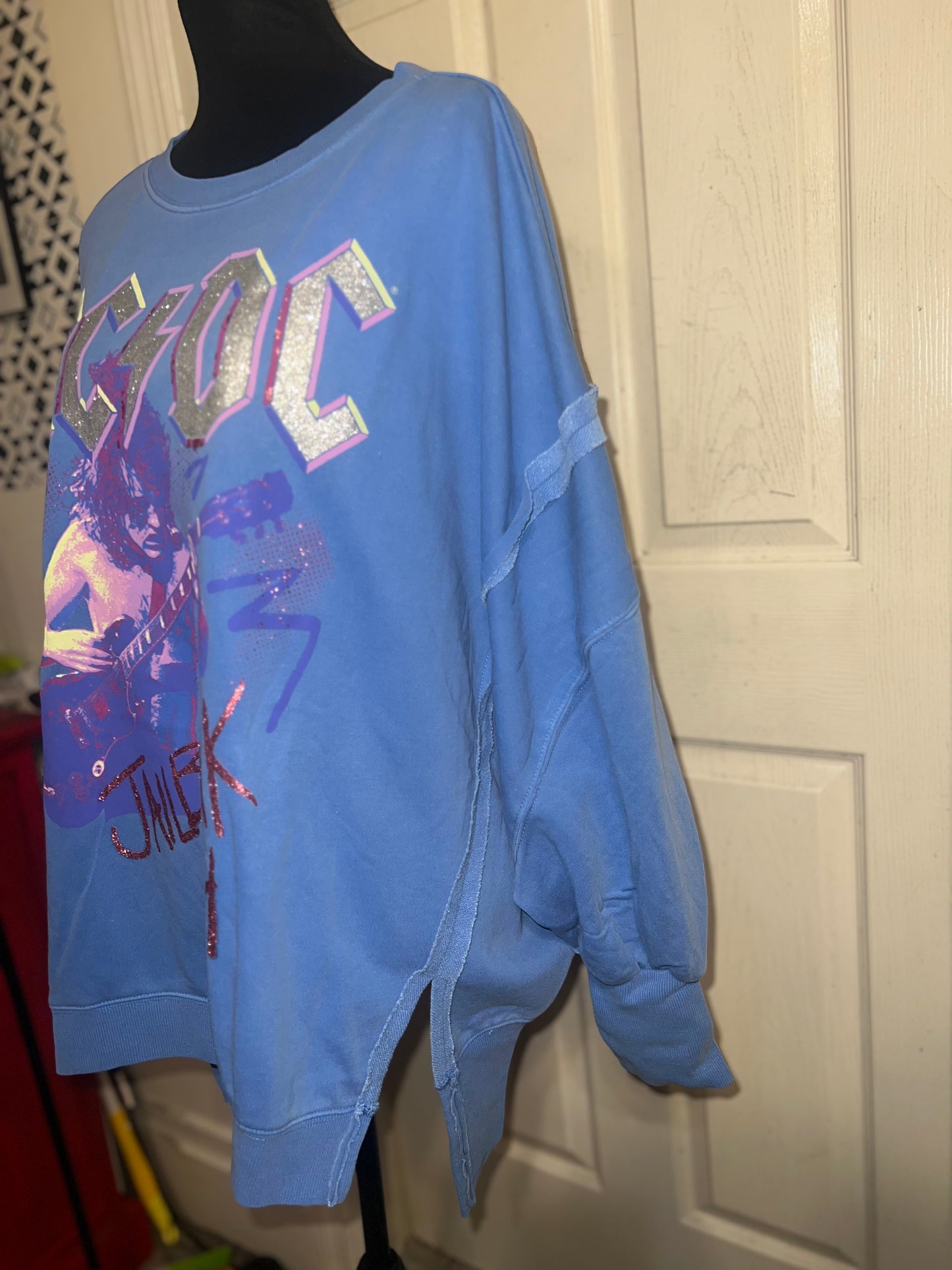 AC/DC Oversized Distressed Sweatshirt