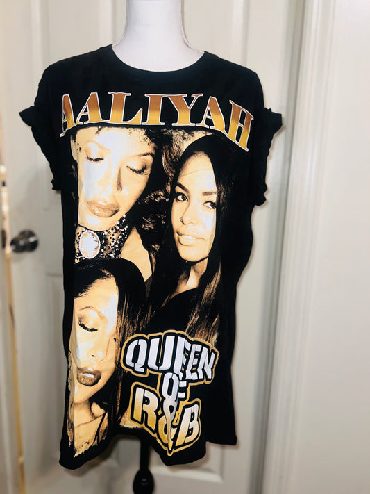 Aaliyah Double Sided Oversized Distressed Tee