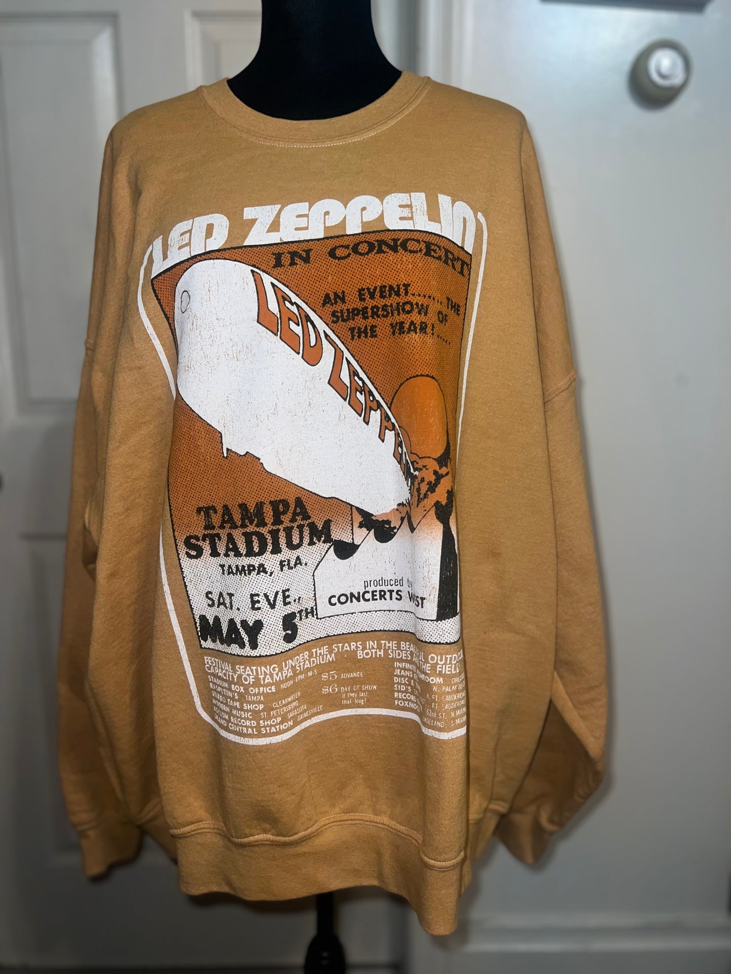 Led Zeppelin Oversized Distressed Sweatshirt