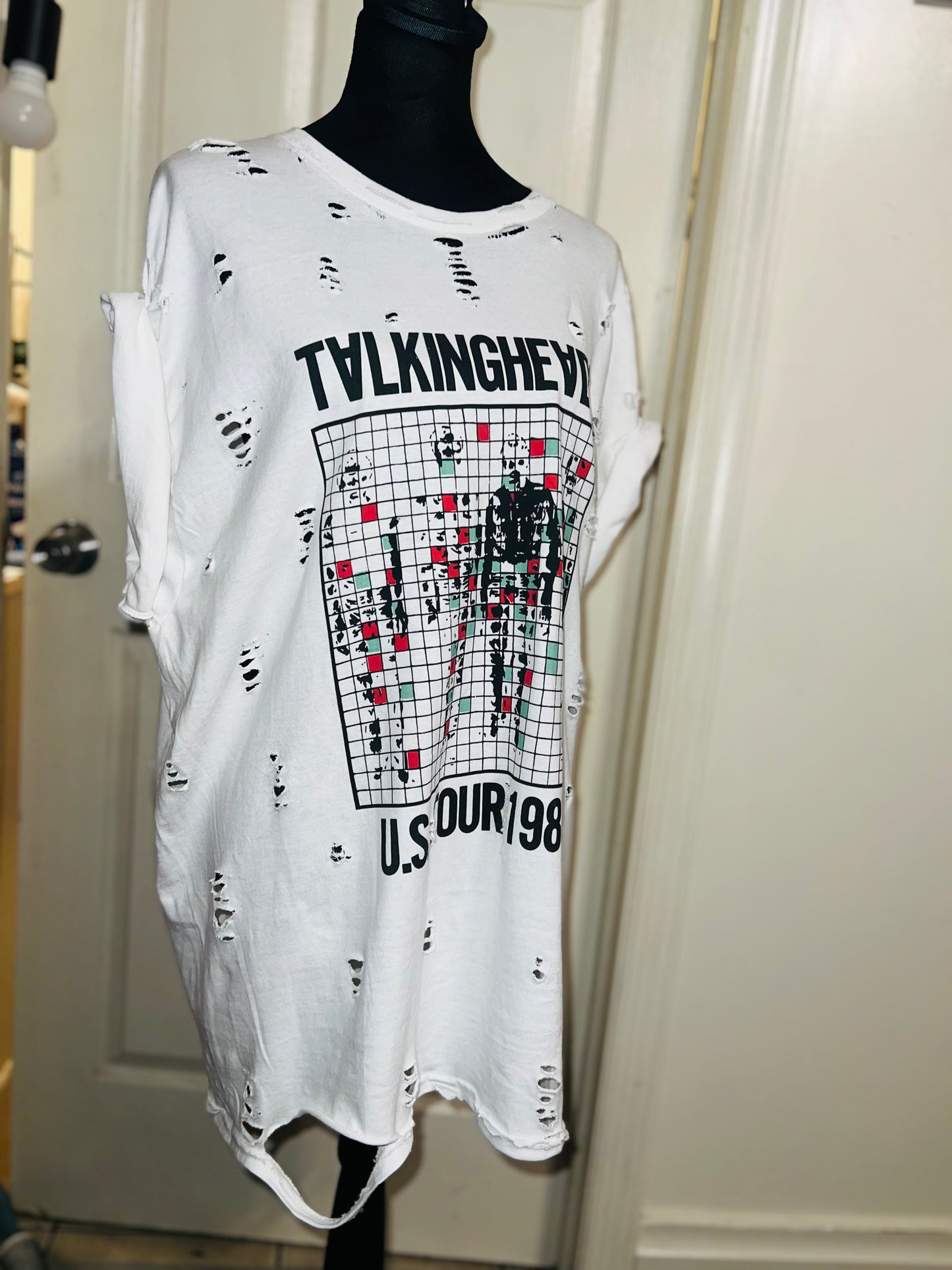 Talking Heads Double Sided Oversized Distressed Tee