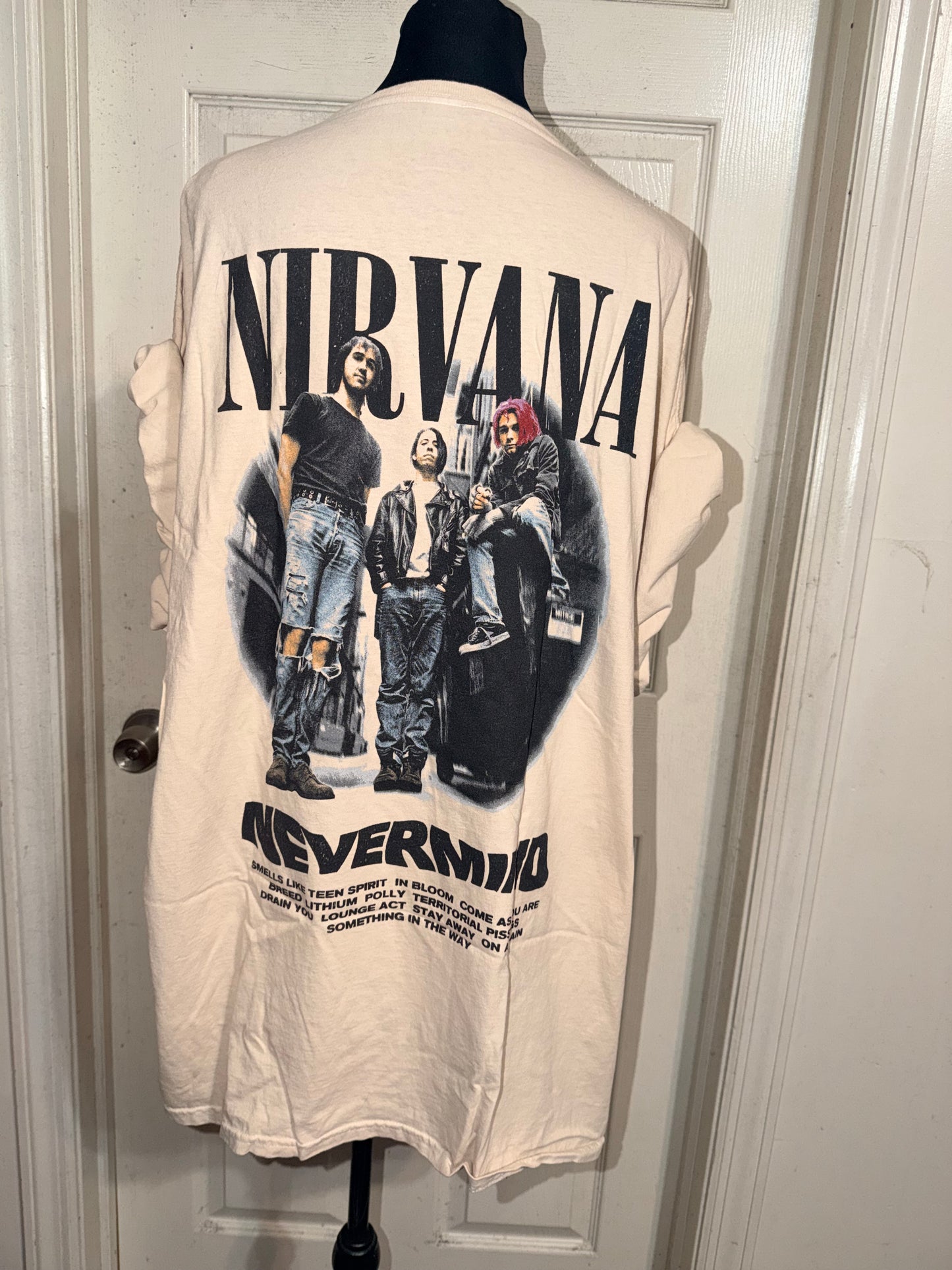 Nirvana Double Sided Oversized Distressed Tee