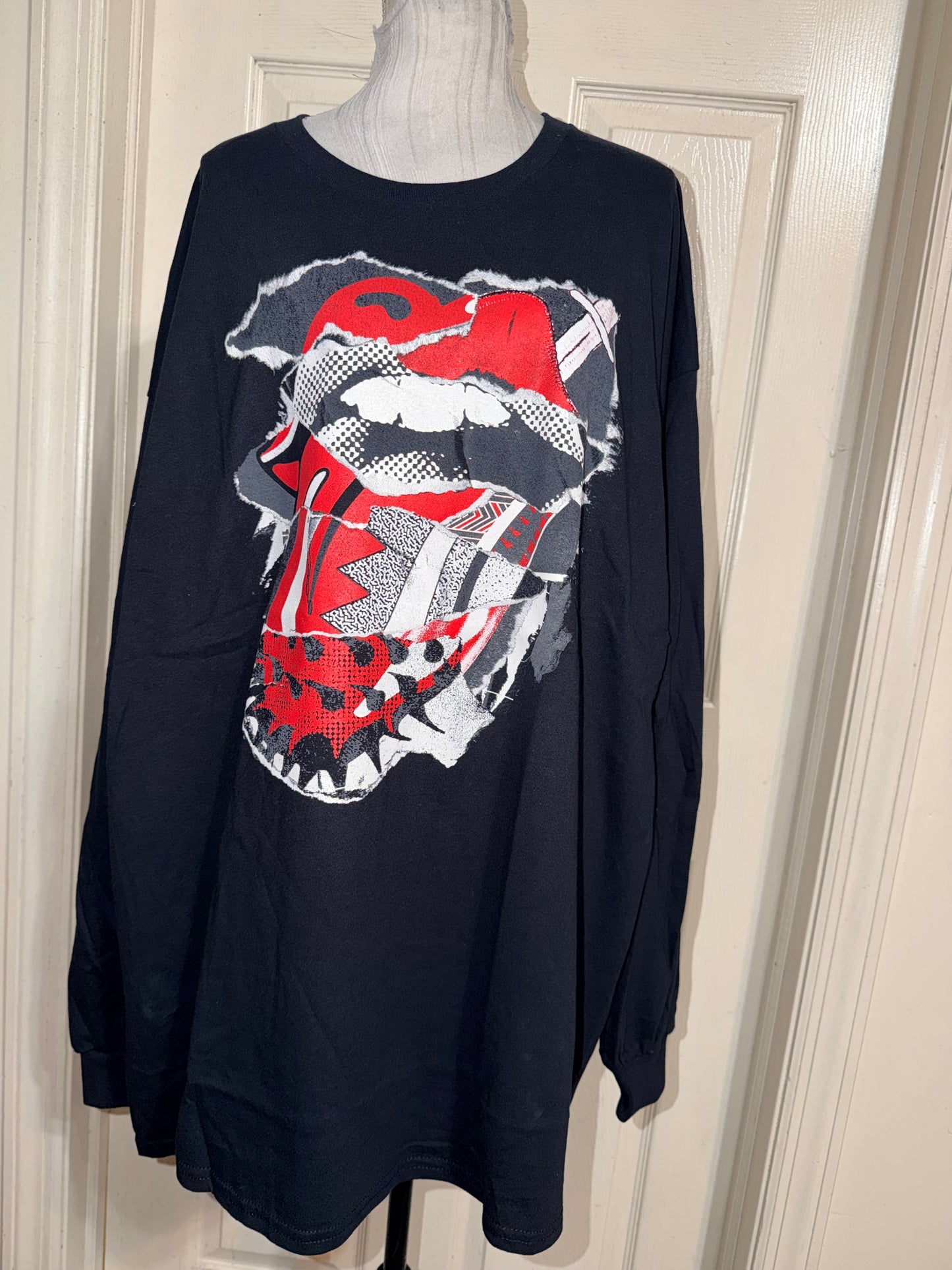 The Rolling Stones Oversized Distressed Long Sleeve Tee