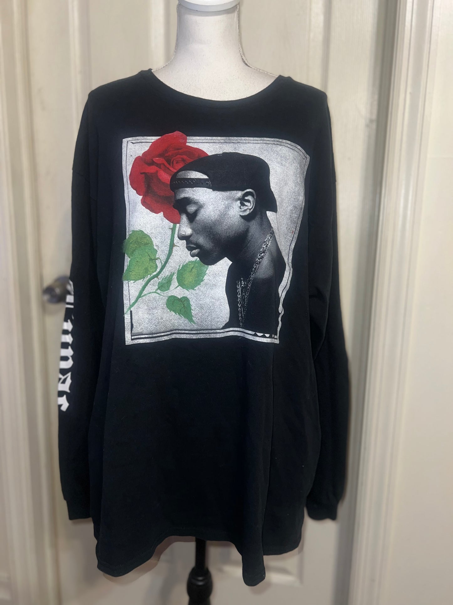 Tupac Oversized Distressed Long Sleeve Tee