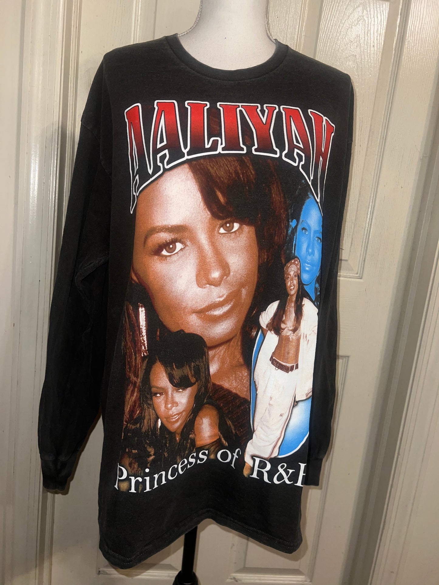 Aaliyah Oversized Distressed Long Sleeve Tee