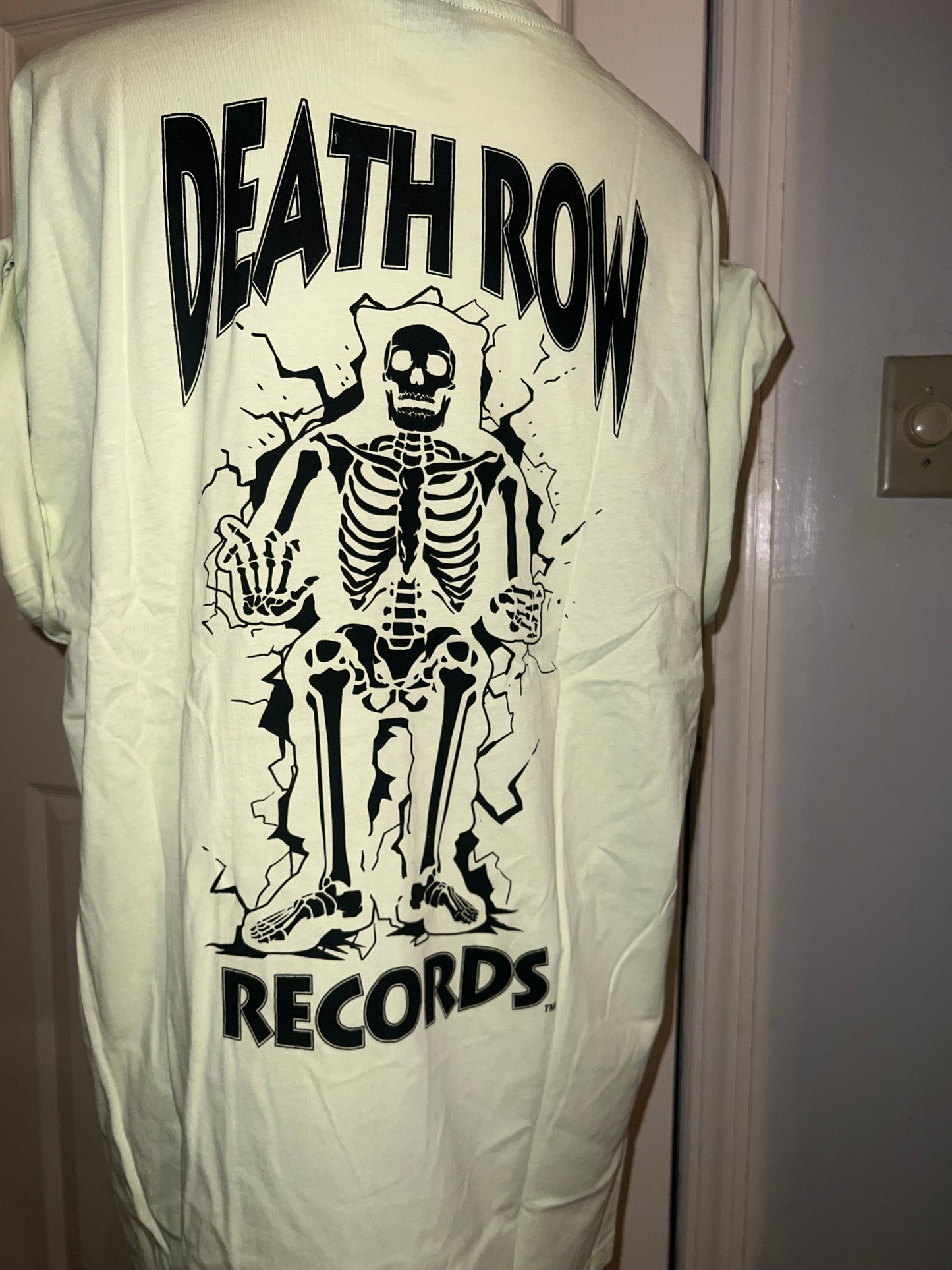 Death Row Records Double Sided Oversized Distressed Tee