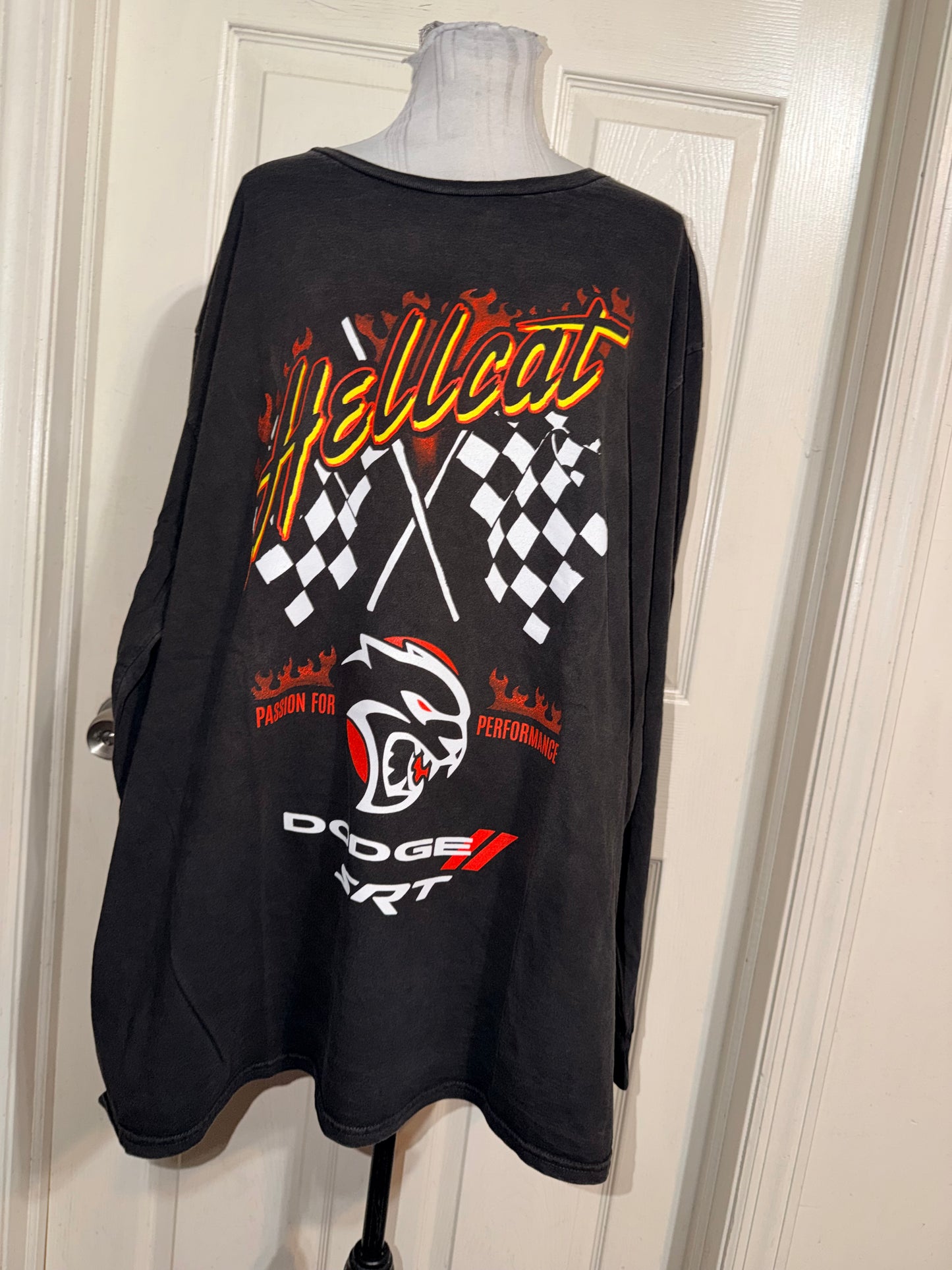 Dodge Hellcat Oversized Distressed Long Sleeve Tee