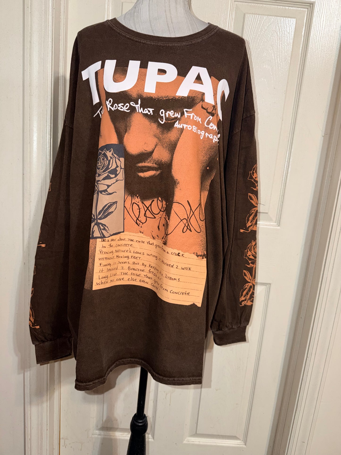 Tupac Oversized Distressed Long Sleeve Tee