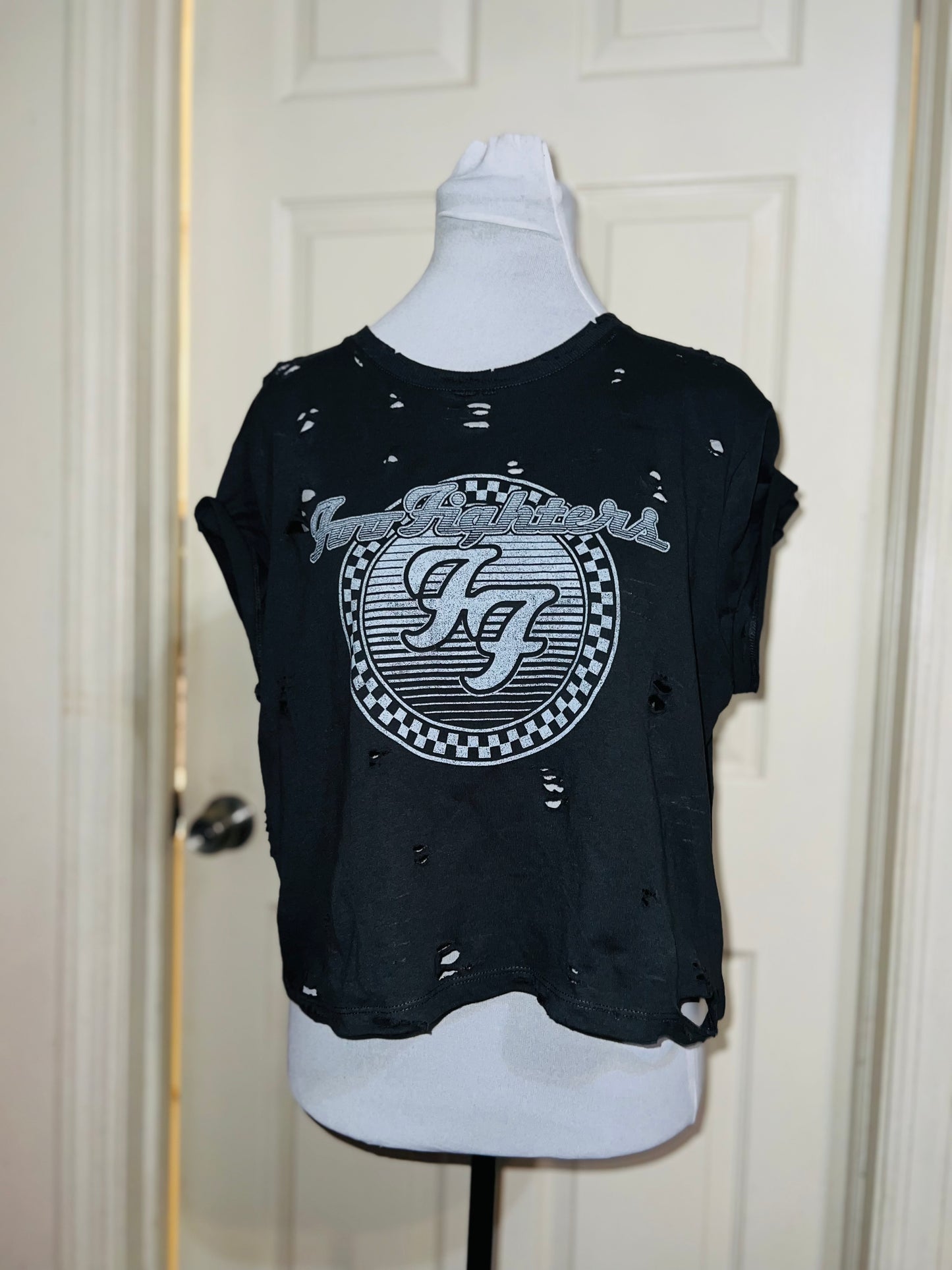 Foo Fighters Oversized Distressed Baby Tee