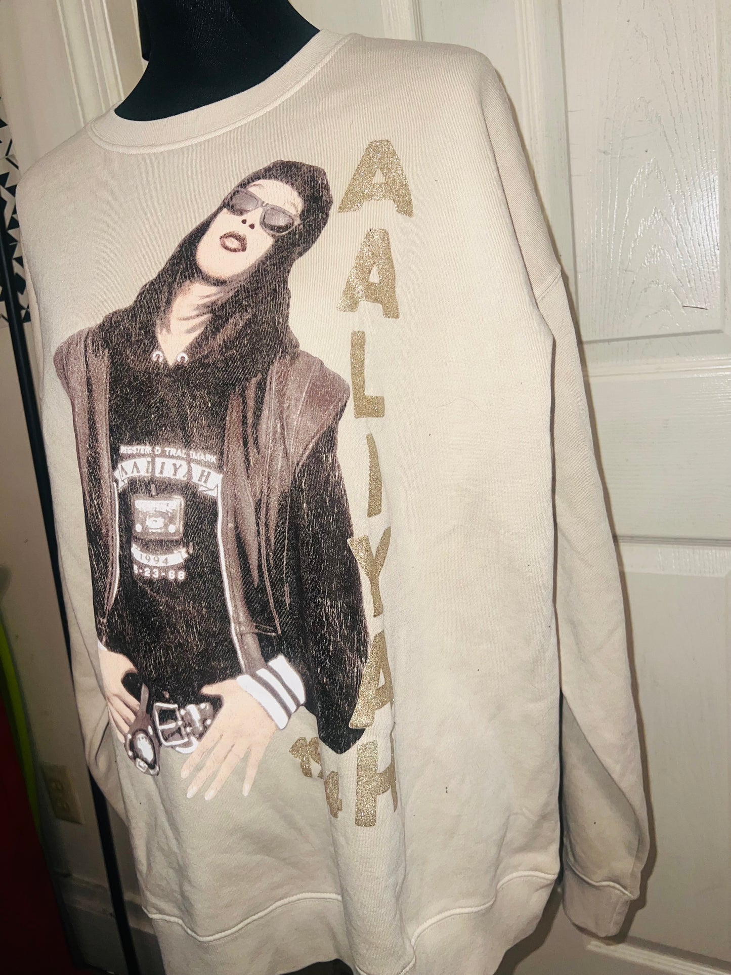 Aaliyah Oversized Distressed Sweatshirt