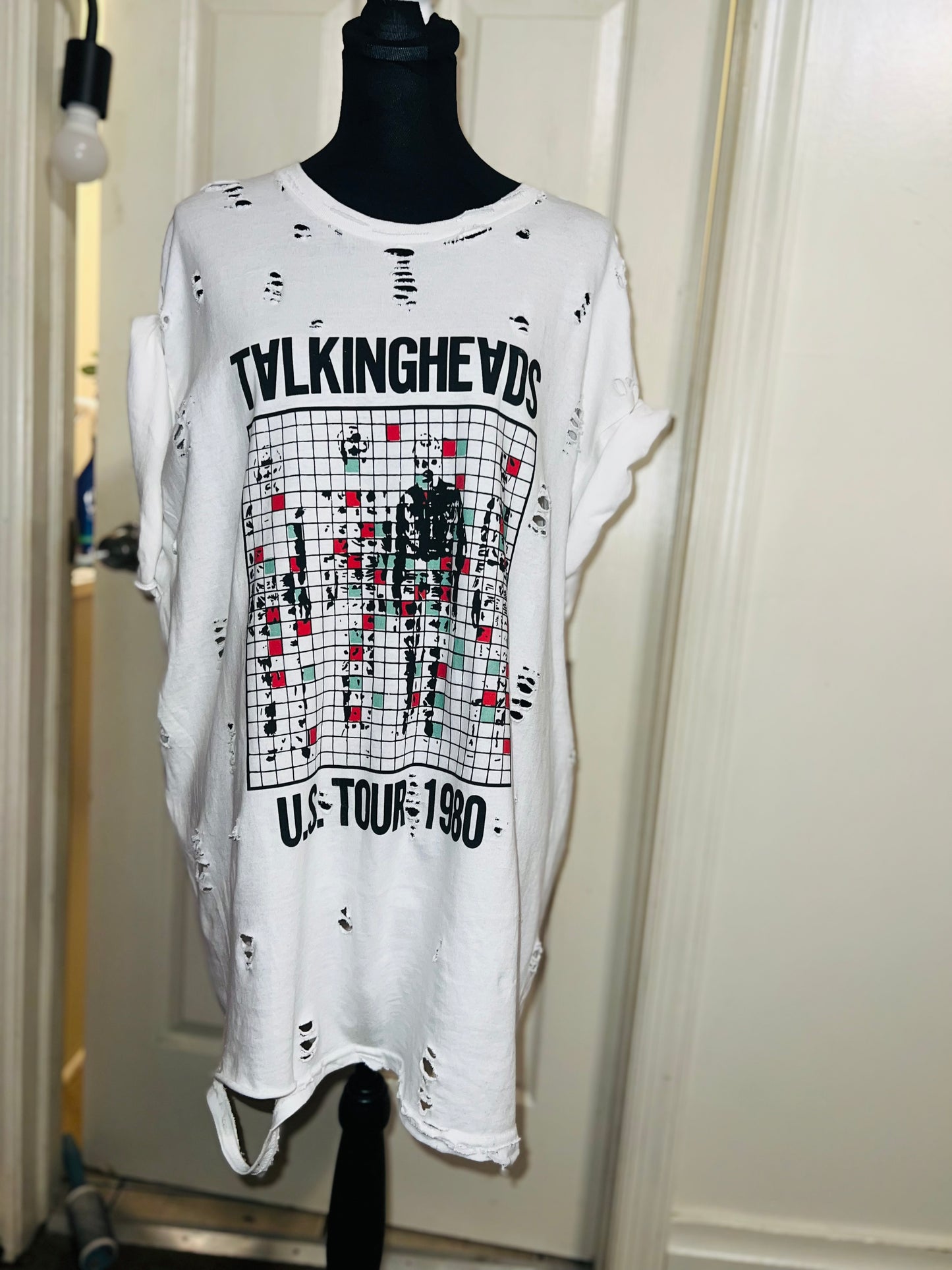 Talking Heads Double Sided Oversized Distressed Tee