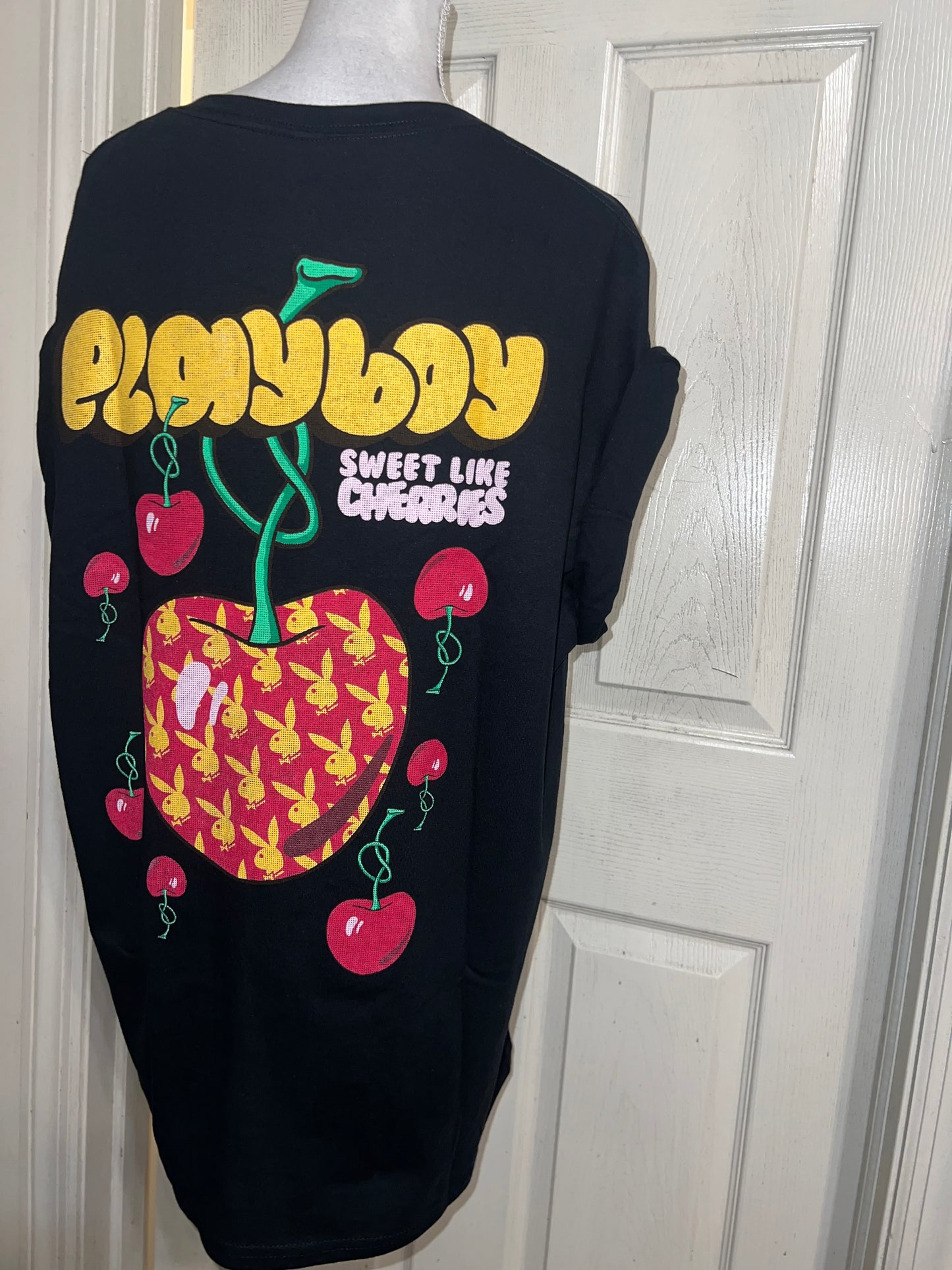 Playboy Cherry Double Sided Oversized Distressed Tee