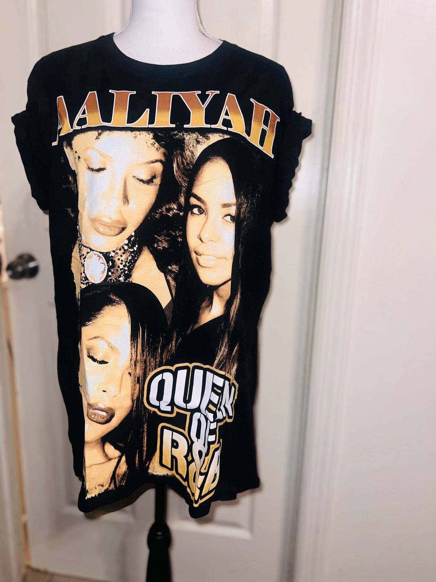 Aaliyah Double Sided Oversized Distressed Tee