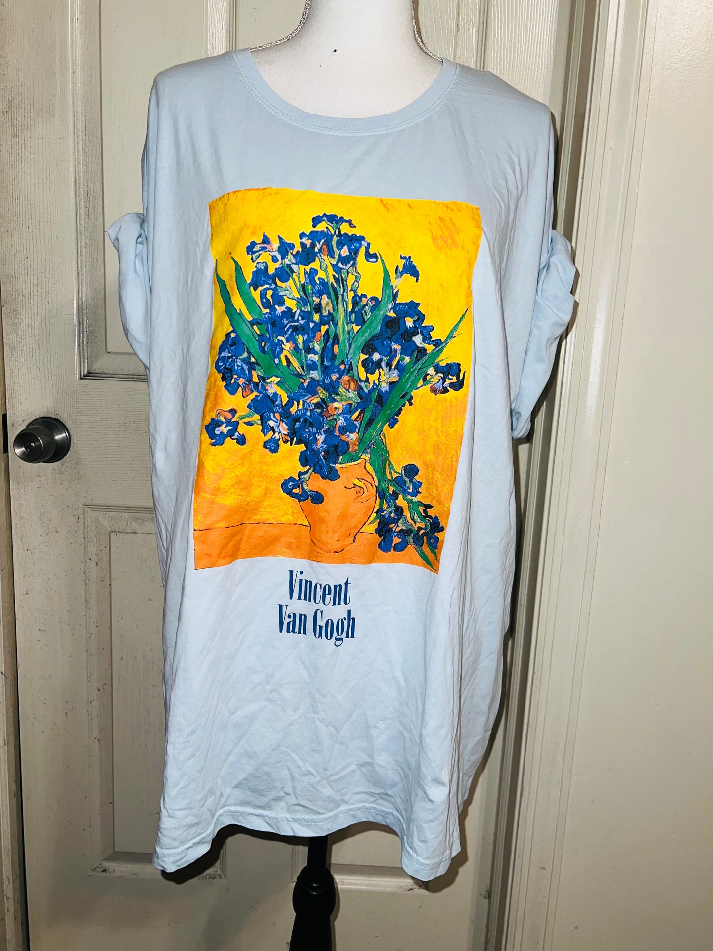 Vincent Van Gogh Irises Oversized Distressed Tee