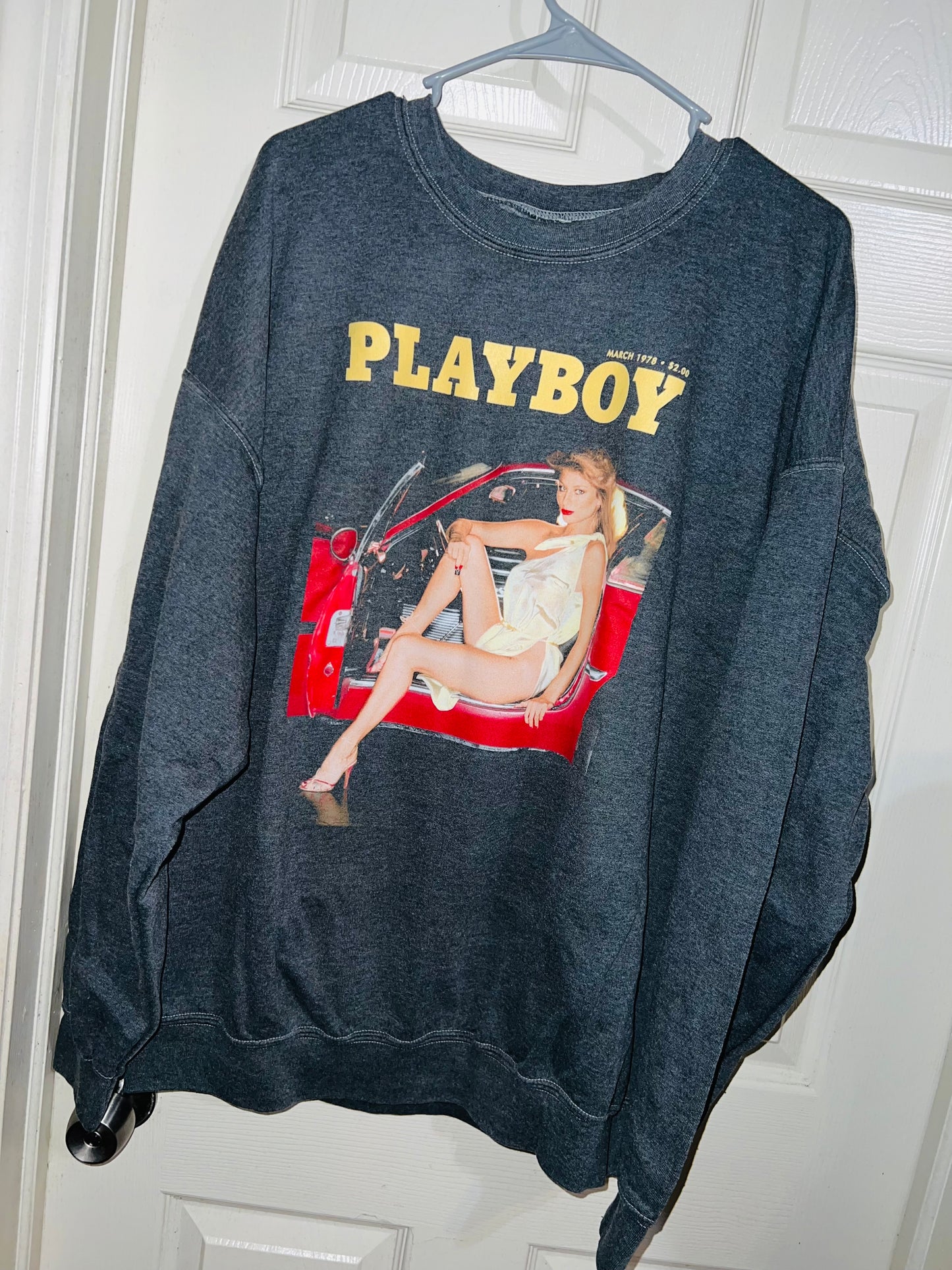 Playboy Magazine Oversized Distressed Sweatshirt