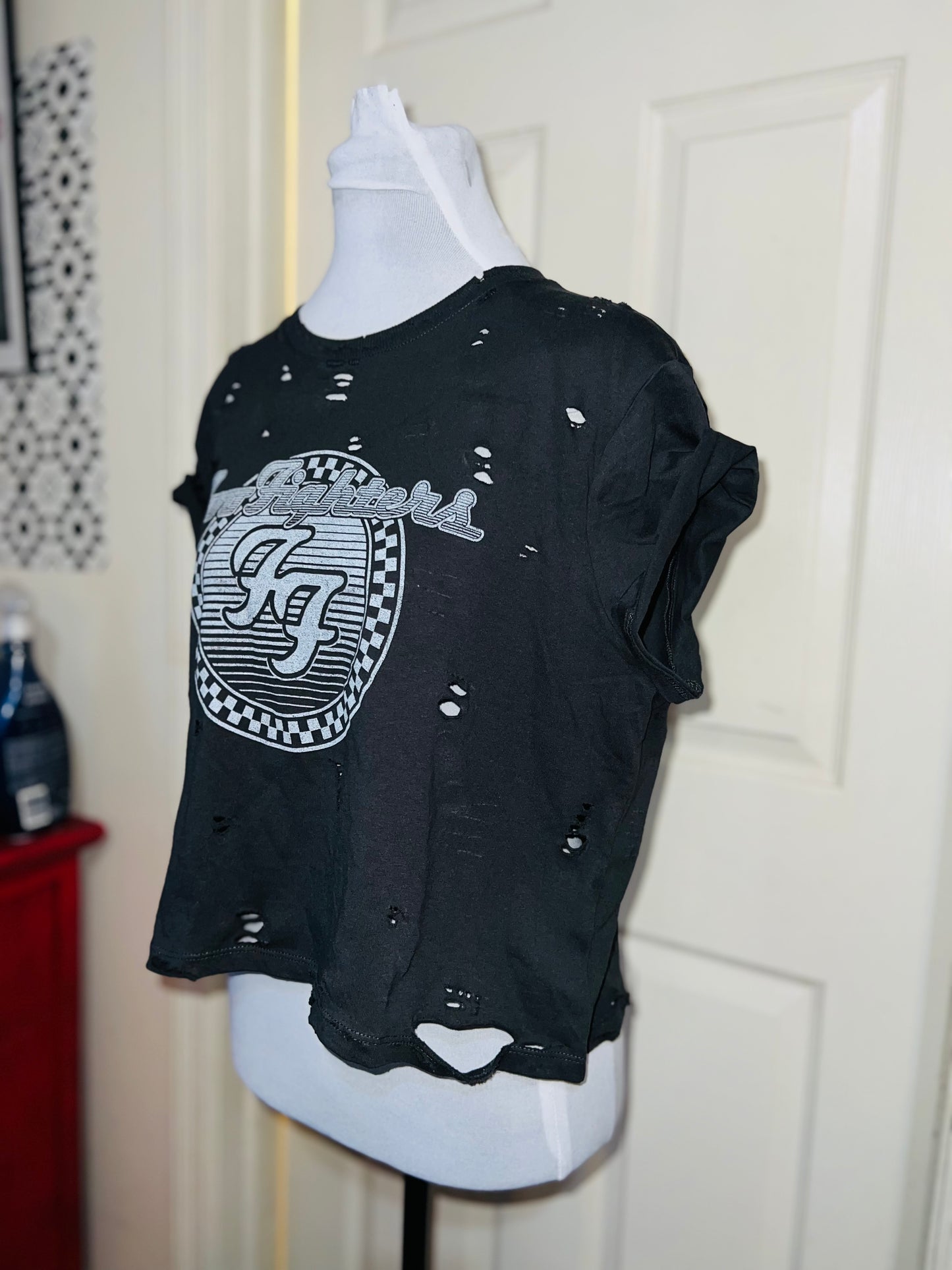 Foo Fighters Oversized Distressed Baby Tee